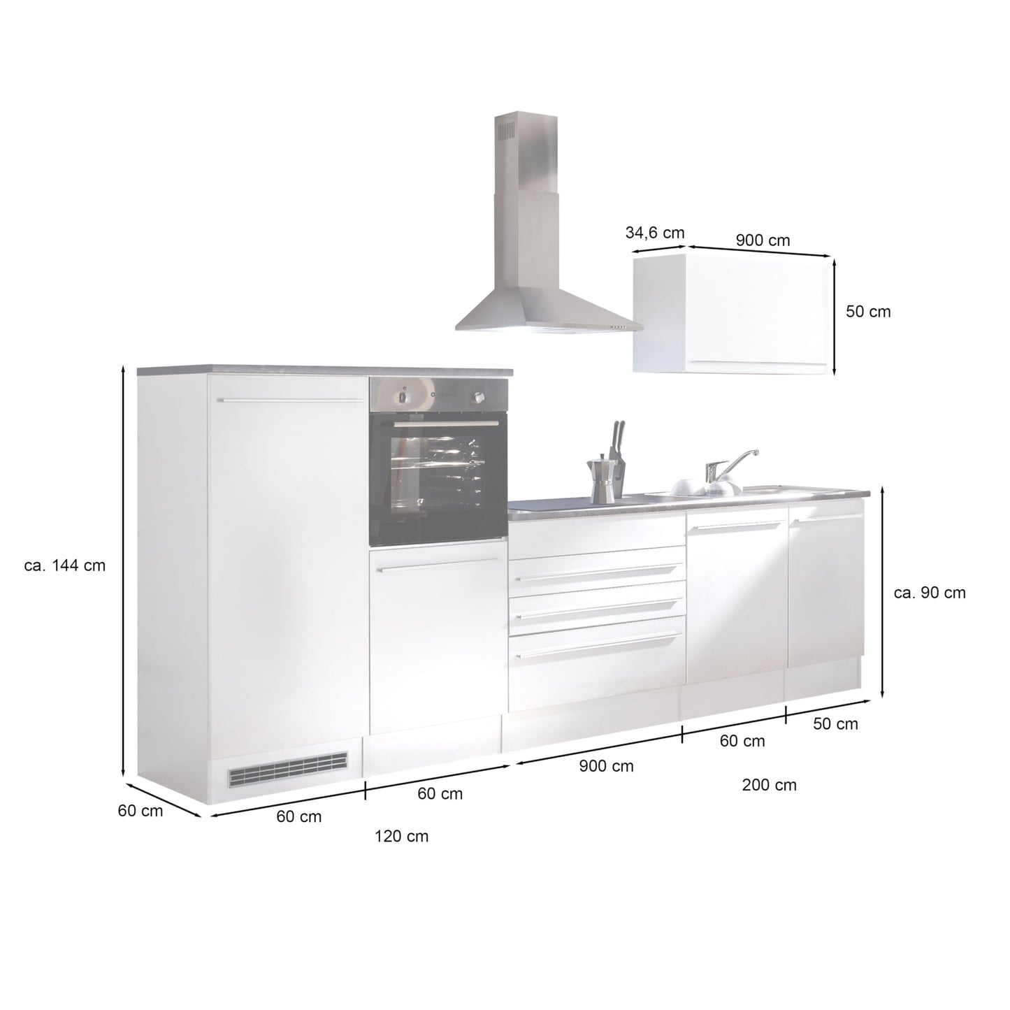 Jazz 84-129-18 Kitchen Unit without Appliances Approx. 320 x 200 x 60 cm Black