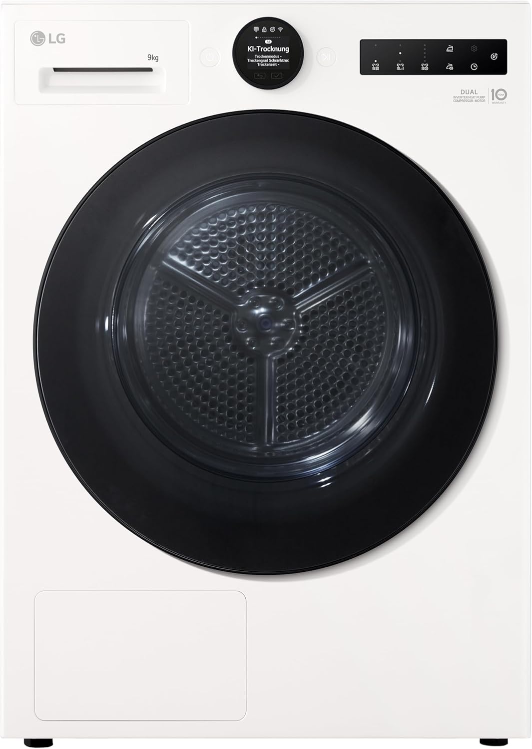 LG RT80V9B, Class A+++, Tumble Dryer 8 kg, Heat Pump Dryer with Short Programme, Dry Sensor, Stainless Steel Drum Material, 60 x 69 x 85 cm, Black
