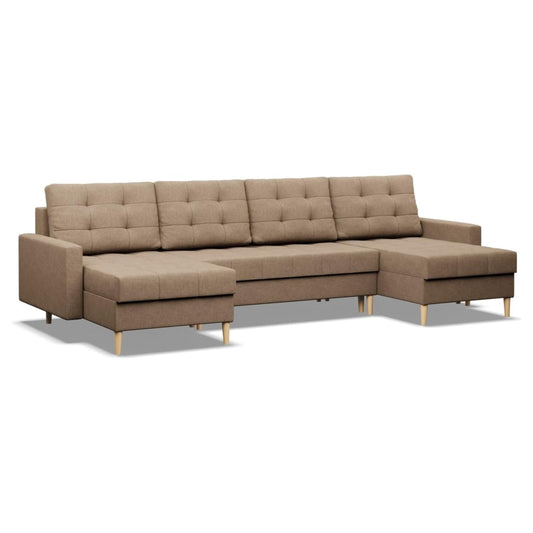 Mebligo - Elma Corner Sofa with Sleep Function and Bed Box, U-Sofa, Brown (Lux 2), 294 x 140 x 88 cm