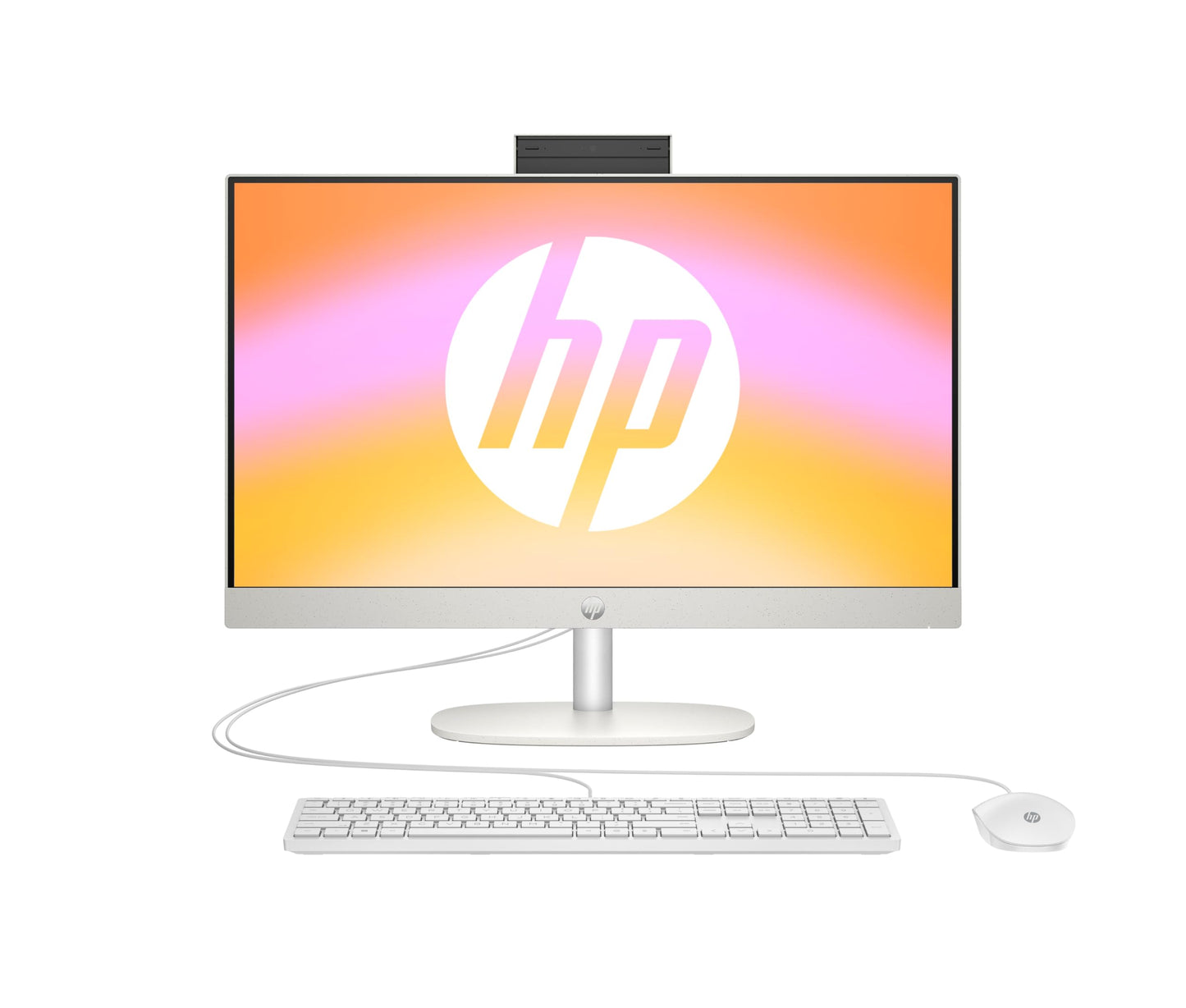 HP All-in-One Desktop PC, 23.8 inch FHD Display, AMD Ryzen 5 7520U, 8GB DDR5 RAM, 512GB SSD, AMD Radeon Graphics Unit, Windows 11 Home, QWERTZ, White [Exclusive to Amazon]