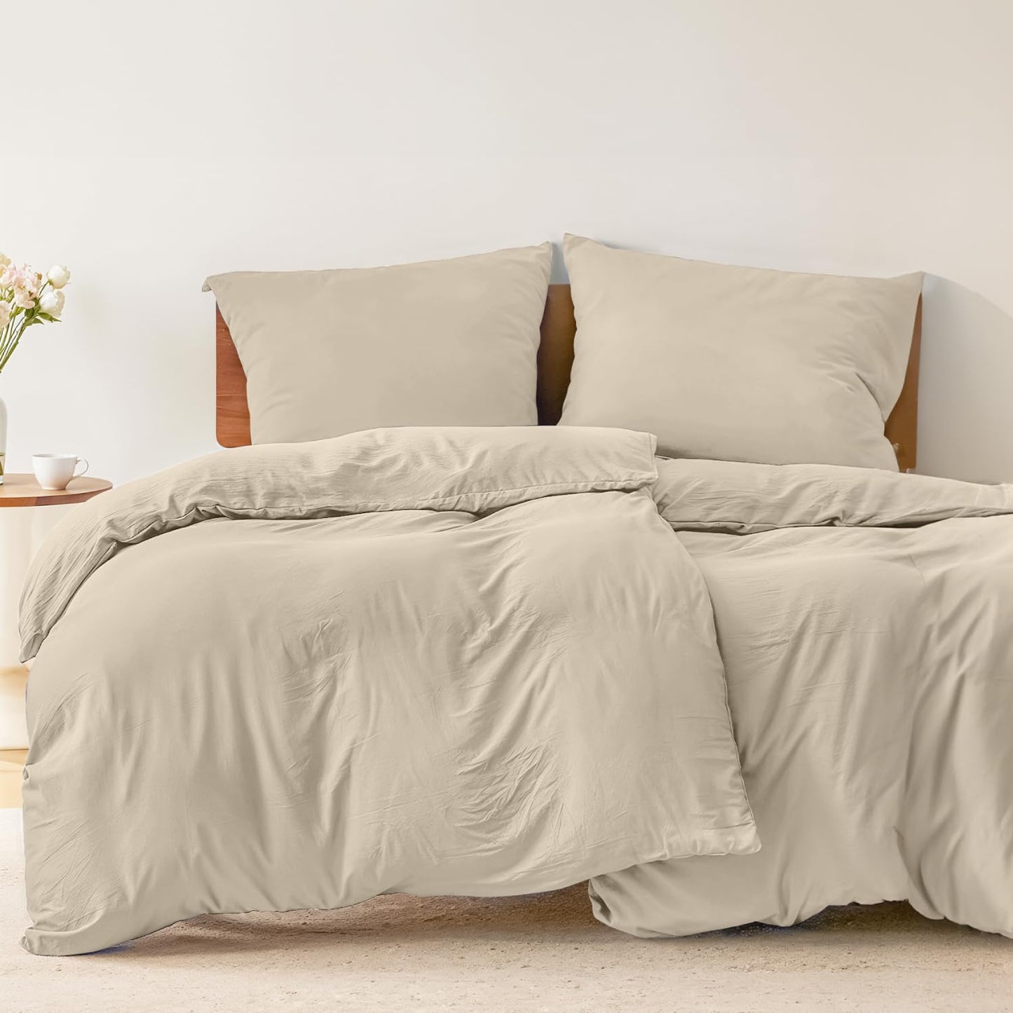 Dreamzie - Bed Linen 155 x 220 cm Set Green - Duvet Cover with 2 Pillowcases 80 x 80 cm - Soft and Easy Care Microfibre - Oeko-Tex