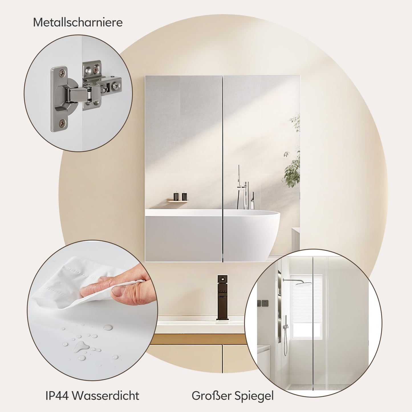 TUKAILAI Mirror Cabinet Bathroom Cabinet with 2 Toy Doors and Additional Shelf Storage Cabinet with Adjustable Shelves Wall Cabinet Medicine Cabinet Wall Cabinet for Bathroom White