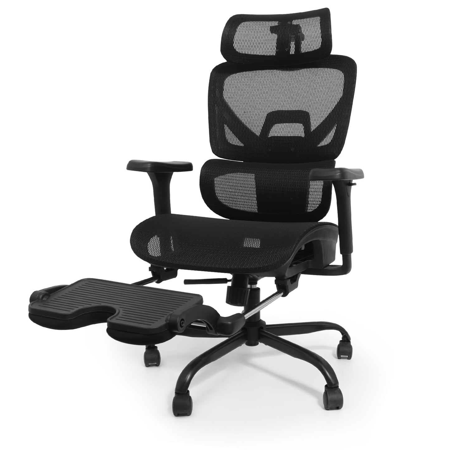 Fullwatt Ergonomic Office Chair, Desk Chair, Individually Adjustable with 4D Armrests, 2D Adjustable Headrest, Lumbar Support, Height Adjustable, 90°-135° Swings (Black)