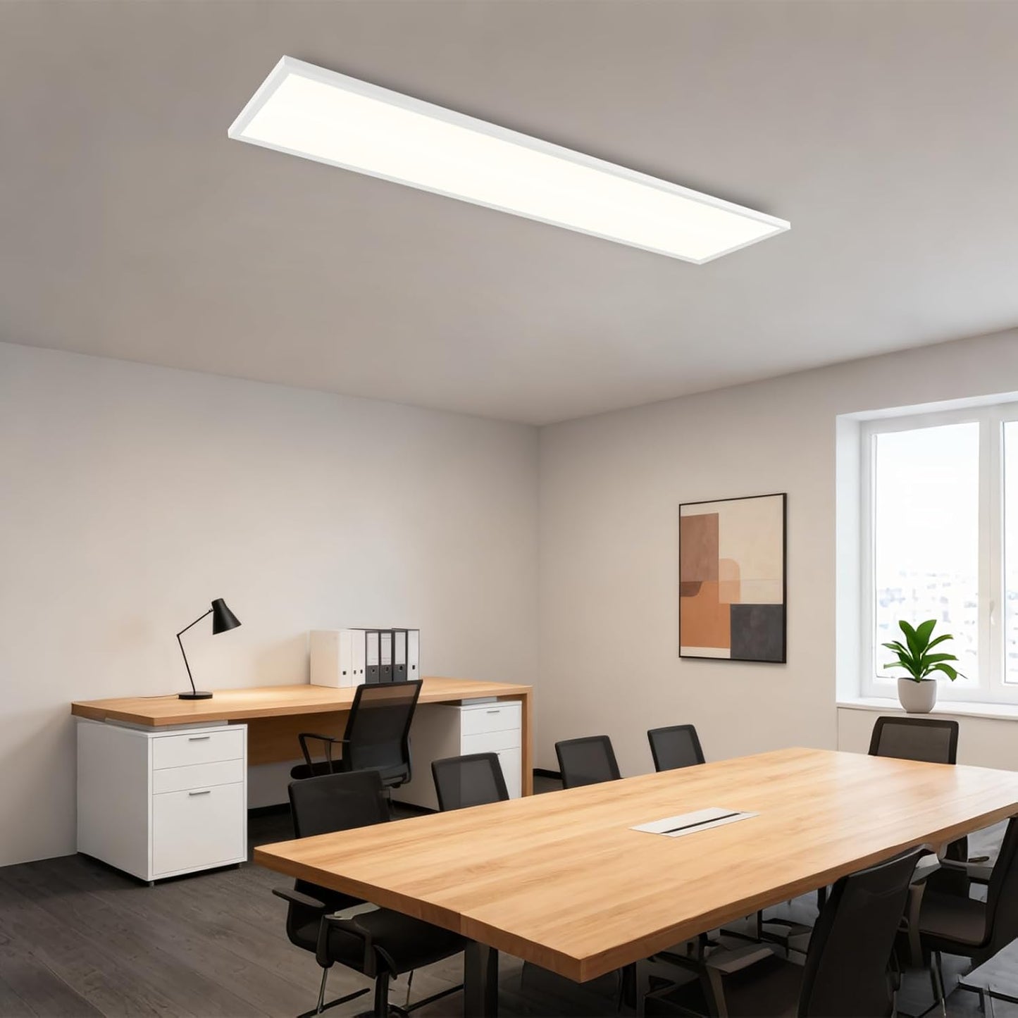 LED Panel Ceiling Light - 100 x 25 cm Long Rectangular Ceiling Light Flat 42 W Ceiling Panel Dimmable with Remote Control White Kitchen Lamp Daylight Lamp for Office Kitchen Hallway Living