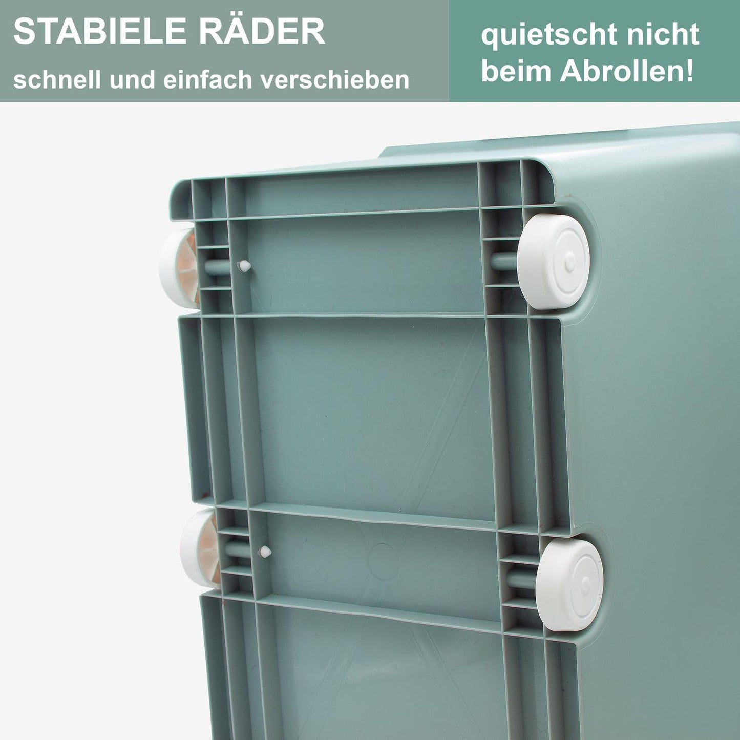 Babykajo 3 Storage Boxes with Lid and Wheels 50 L - Stacking Boxes with Lid Opaque - Plastic Box with Lid for Closing - Boxes Storage with Lid