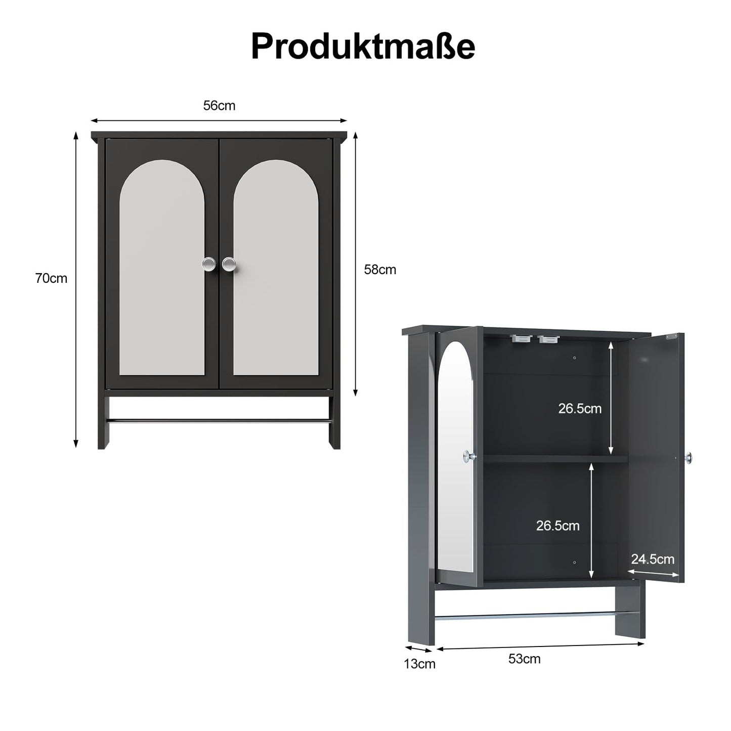 Bathroom Mirror Cabinet with 2 Doors, Wall Cabinet for Over the Toilet, Surface-Mounted Kitchen Wall Cabinet, Wall Cabinet with Shelves, Multifunctional Bathroom Cabinet, Natural