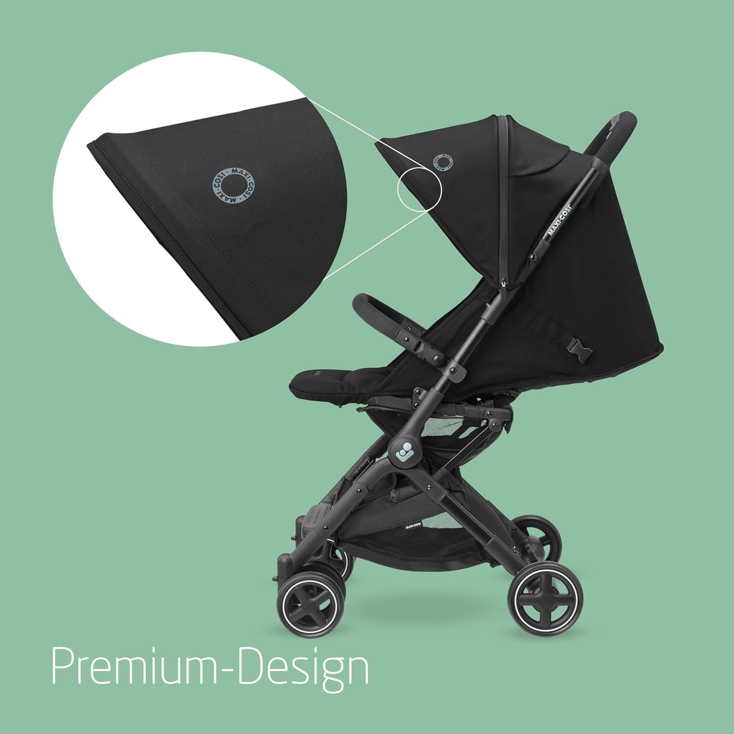 Maxi-Cosi Lara2 Baby Pram 0-4 Years 0-22kg Featherlight Compact Pushchair 3 Reclining Positions Flat Reclining Position Small Folding Shoulder Strap Essential Black