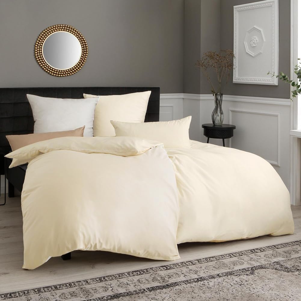 Soifox Bed Linen Set, Grey Anthracite, Microfibre, Non-Iron and Wrinkle-Free Duvet Cover 200 x 200 cm with Set of 2 Pillowcases 80 x 80 cm, Bed Linen with Zip