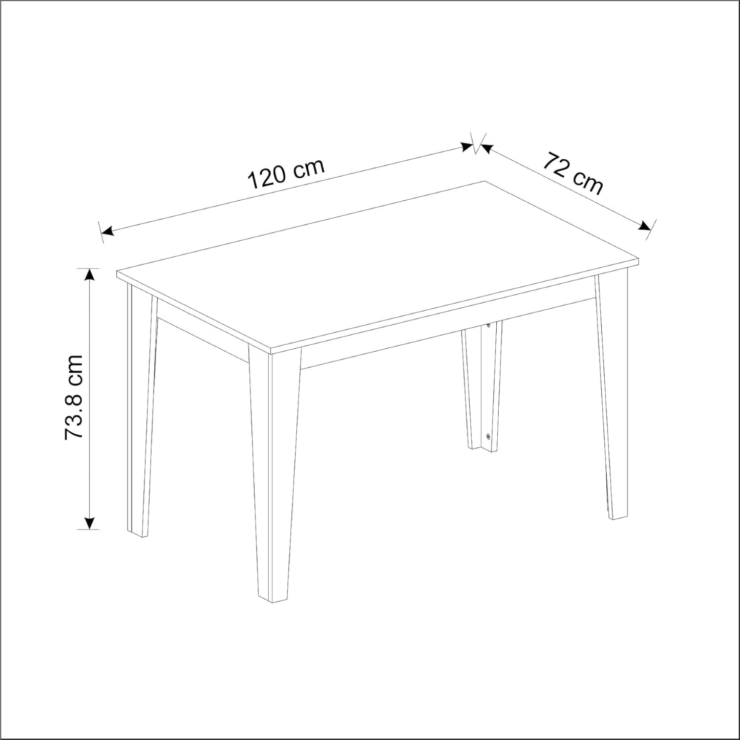 Homidea SHIMAL Dining Table for 4 People - Modern Kitchen Table with Sturdy Table Top - 120 x 72 x 73.8 cm - Dining Room Table for Kitchen & Living Room (White)