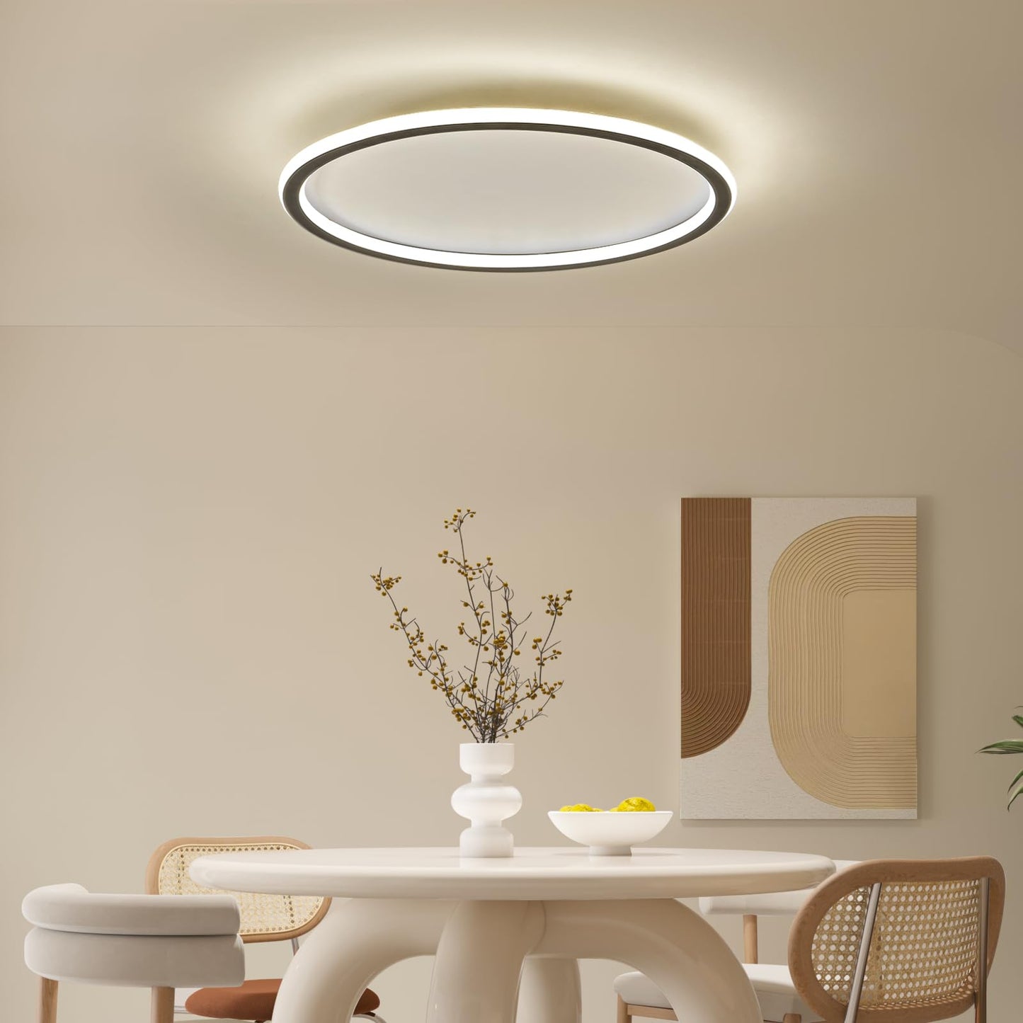 Mikeru 3000K Ceiling Light, 40 cm LED Round Ceiling Lighting, Warm White Ceiling Light, Flush Mount Bathroom Ceiling Lights Without Remote Control for Living Room, Hallway, Bedroom