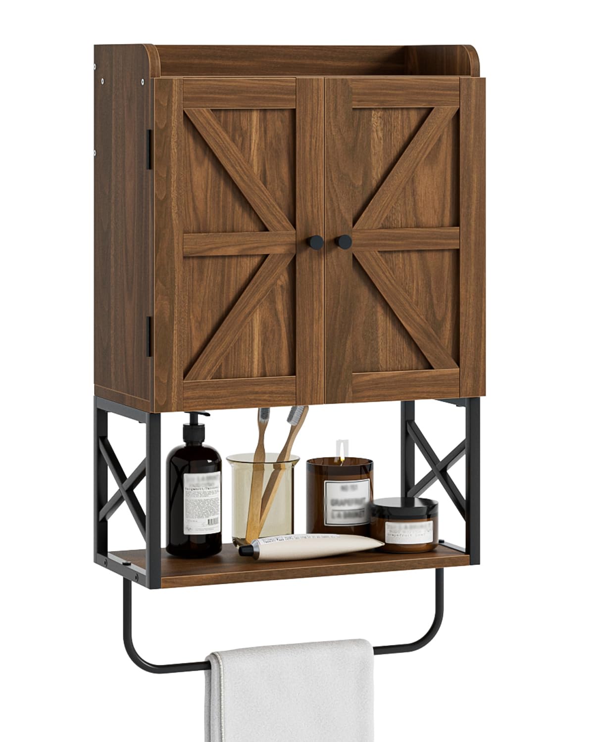 Bathroom Cabinet, Small Medicine Cabinets with Adjustable Shelf and Magnetic Locking Doors, Wall Mounted Hanging Cabinet for Bathroom/Laundry, White