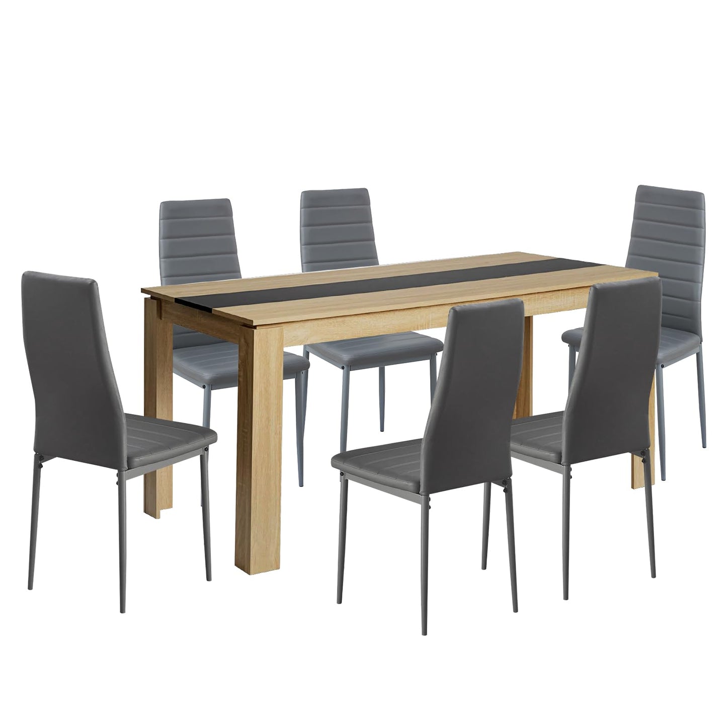 FURNITABLE Esstisch mit 4 Stühlen Esszimmergruppe, 4er Set Esszimmerstühle und Rechteckig Holztisch Essgruppe für Wohnzimmer Küche Büro (110 * 70cm Tisch+4 Schwarz Stühle)