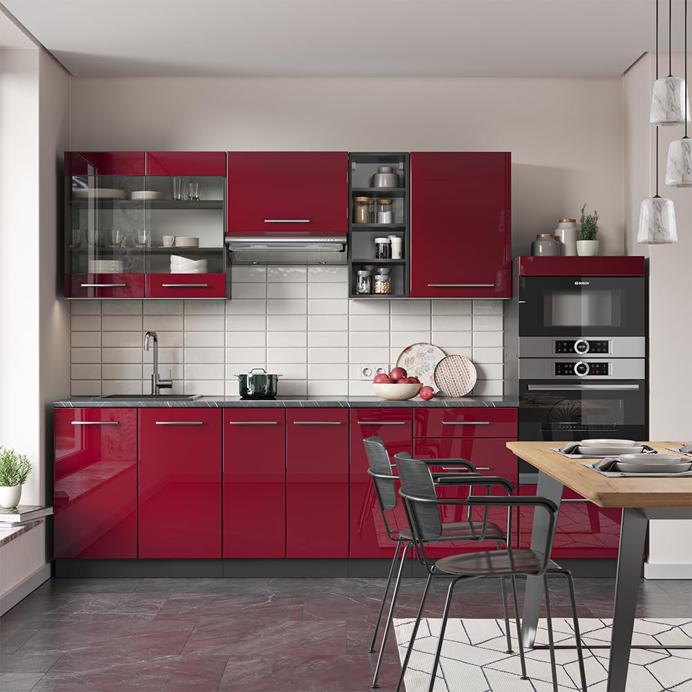 Vicco Kitchen Unit Fame-Line Goldkraft Oak / Anthracite 280 cm without Worktop