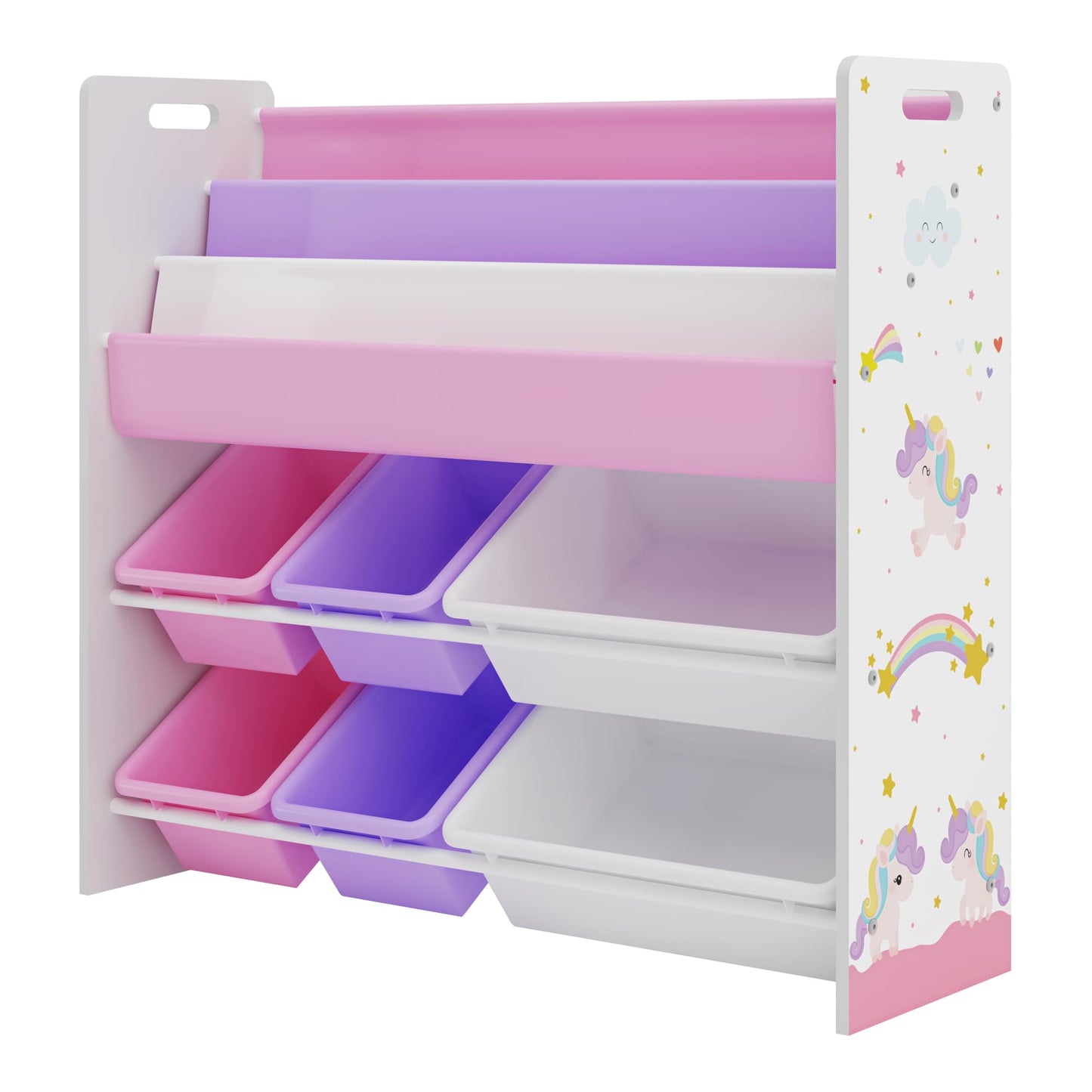 [en.casa] Kinderregal Rødøy Bücherregal für Kinder mit 6 Kisten Spielzeugregal 78 x 86 x 27 cm Spielzeug Aufbewahrung Koala Motiv