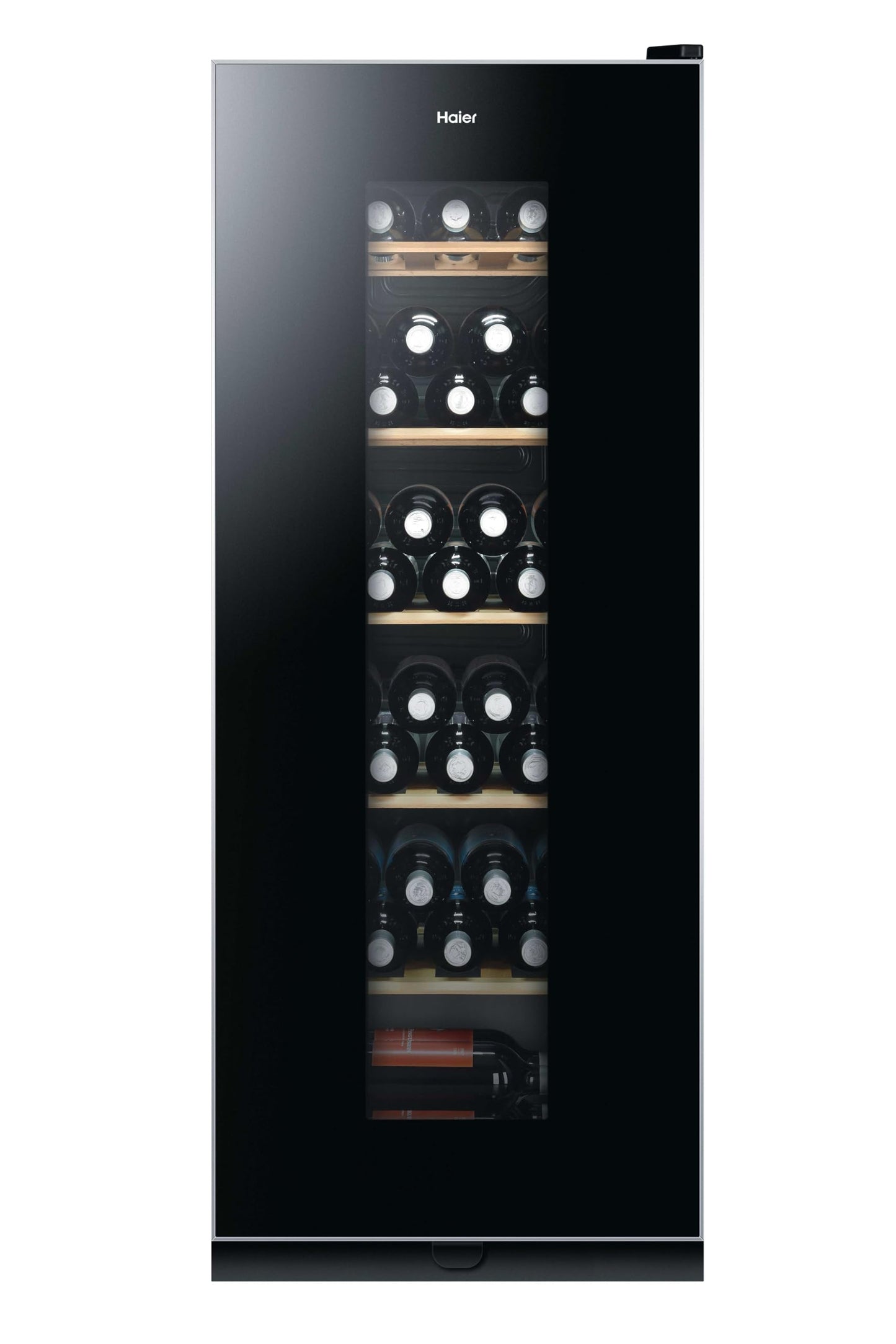 Haier Wine Fridge 50 Series 3 HWS34GGH1 I Wine Climate Cabinet for 34 Bottles I Modern Wine Fridge with UV Glass Door & 5 Wooden Shelves I Wine Cooler with Wi-Fi & Touch Display I Low Vibration