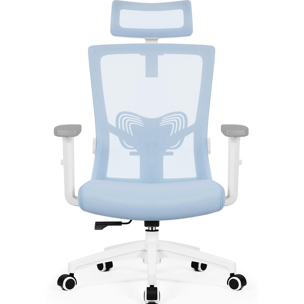 Daccormax Ergonomic Office Chair, Desk Chair with Adjustable Headrest, Armrests, Lumbar Support, Swivel Chair, Rocker Function, Mesh Executive Chair, Back-Friendly, Office Chair 150 kg