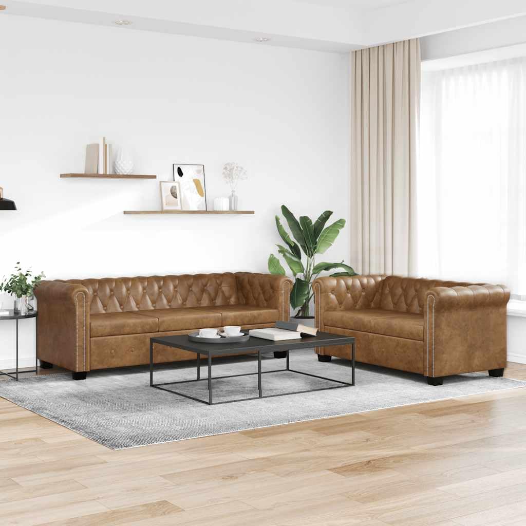 vidaXL 2/3/2+3-Seater Chesterfield Sofa / Couch - Lounge / Office Furniture - Faux Leather