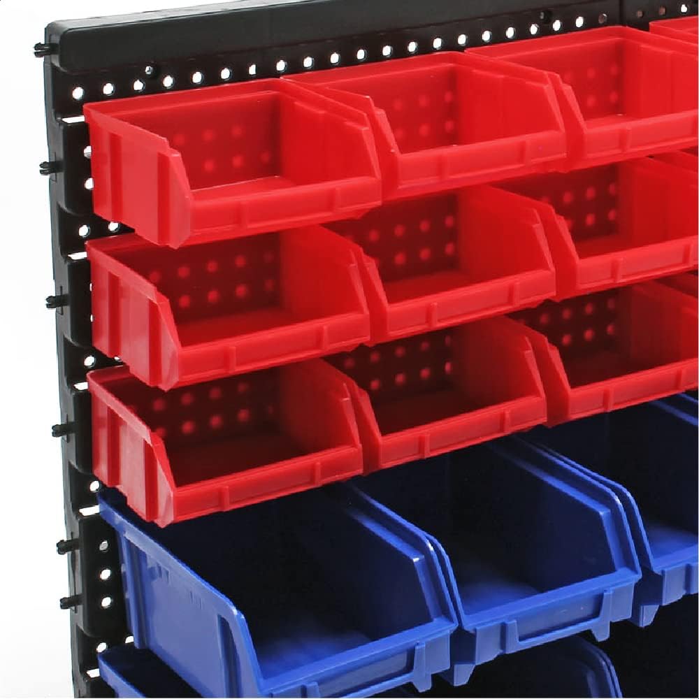 Wiltec Plastic Stacking Boxes, 30 Pieces, 18 Small and 12 Large Boxes, Storage Boxes, Sorting Boxes, Workshop Small Parts Magazine
