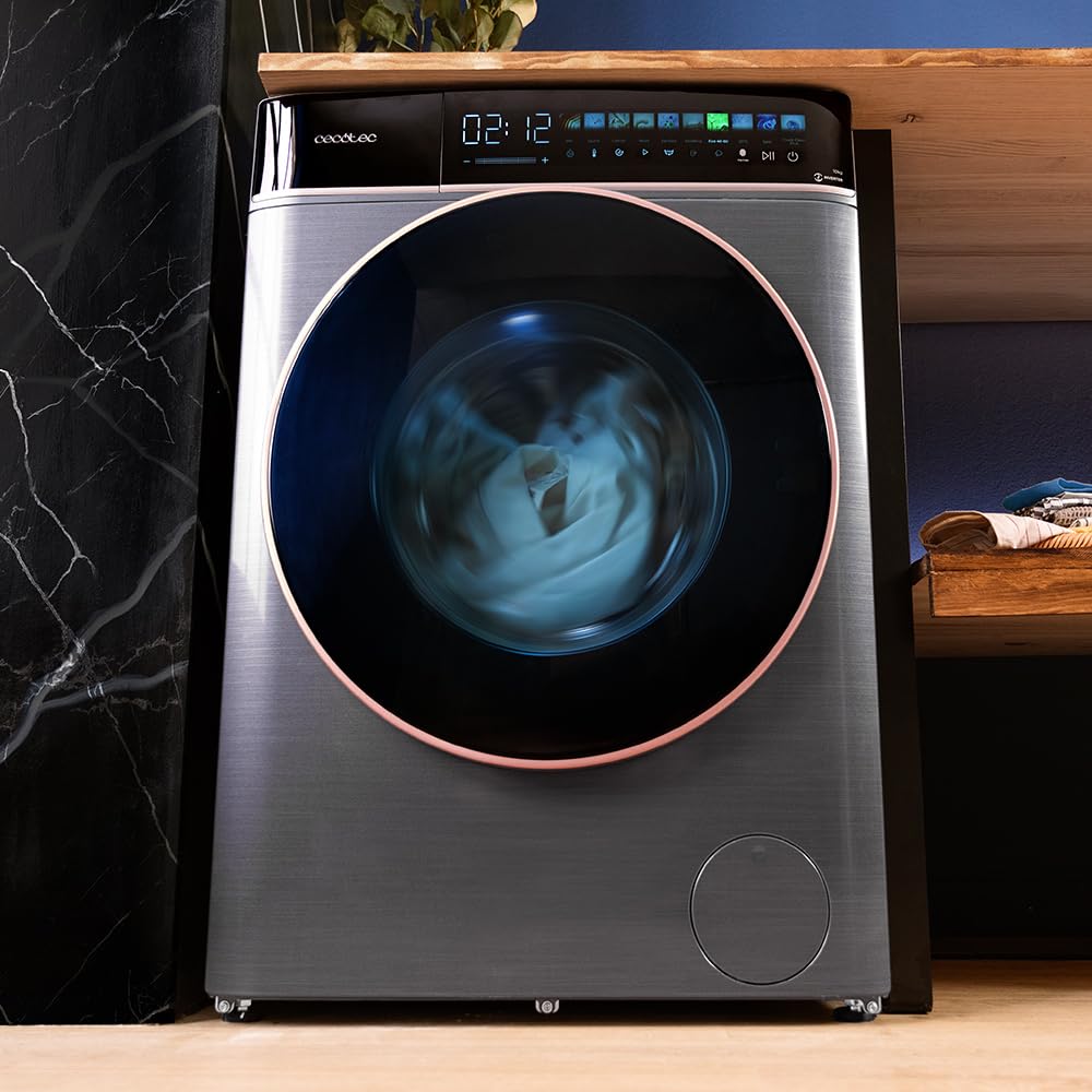 Cecotec Washing Machine 10 kg Front Loader Bolero Dress Code 10950 Car Socket Inverter 3D Steel A. 1400 rpm, Matrix Display 9.2 Inches, 16 Prog, Low Consumption, Inverter Plus Motor, Auto Dosage,