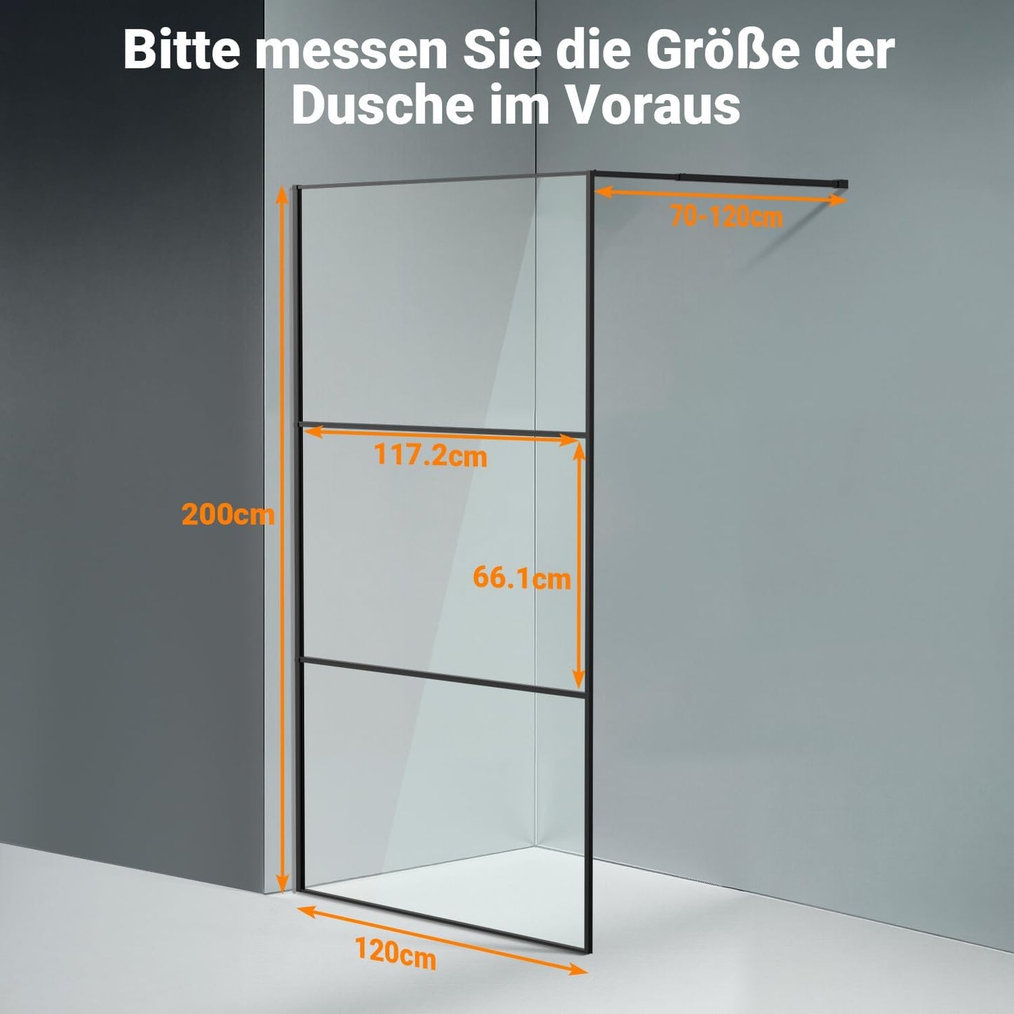 Shower Screen 80 x 200 cm Walk-in Shower Shiny Silver 3-Piece Segmented Full Frame 5 mm Tempered Safety Glass Right/Left Mountable for Floor or Shower Tray