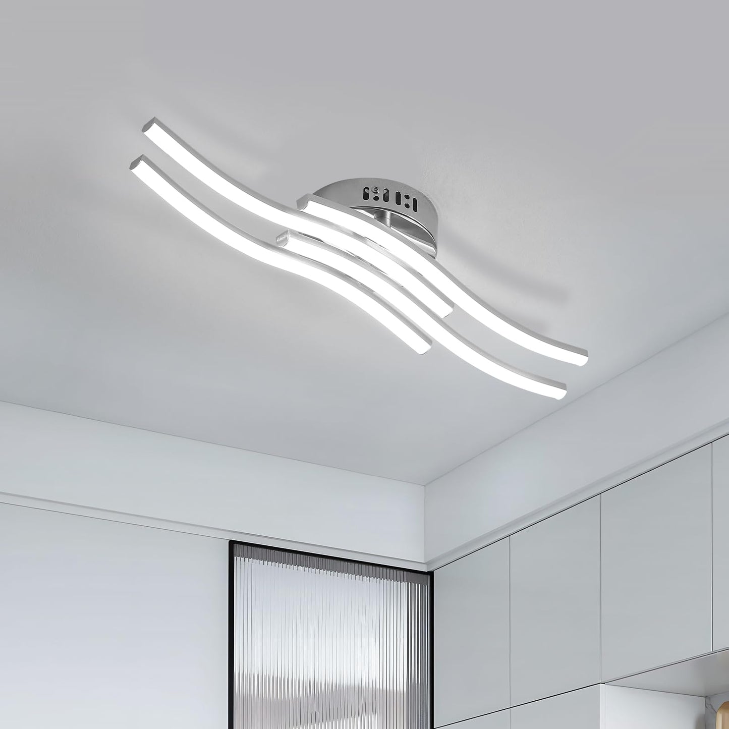 LED Ceiling Light, Kitchen Ceiling Light, Bedroom, 18 W 1620 LM Ceiling Light Living Room, 6500 K Cold White, 3 LEDs, Suitable for Bedroom, Dining Table, Hallway Lamp Ceiling, Balcony, Diameter 54 cm