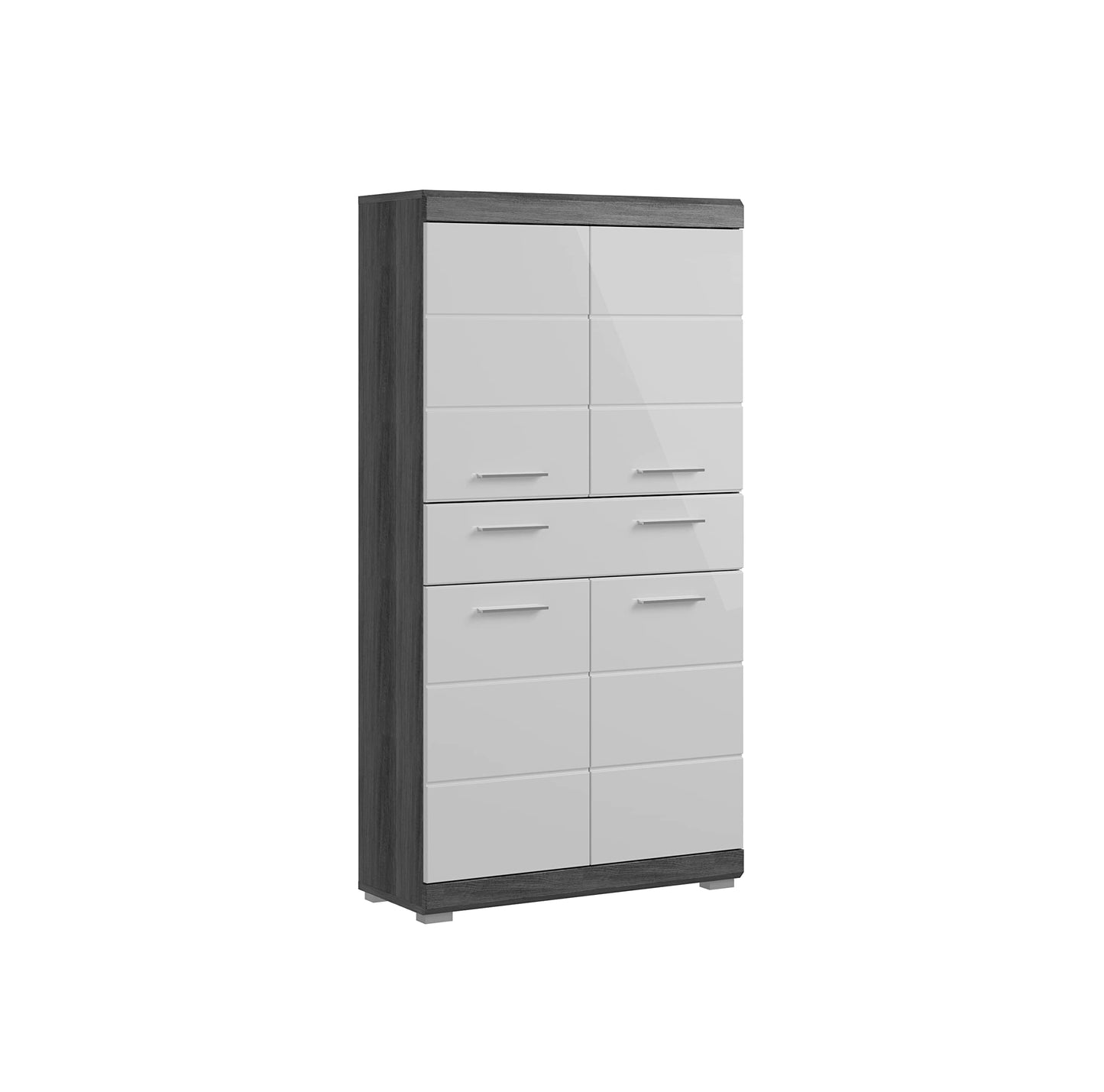 Badezimmer Scout X06B2723 Wall-Mounted Cupboard Wide Cabinet in Front White High Gloss Body Smoke Silver Nb. Approx. 74 x 79 x 24 cm