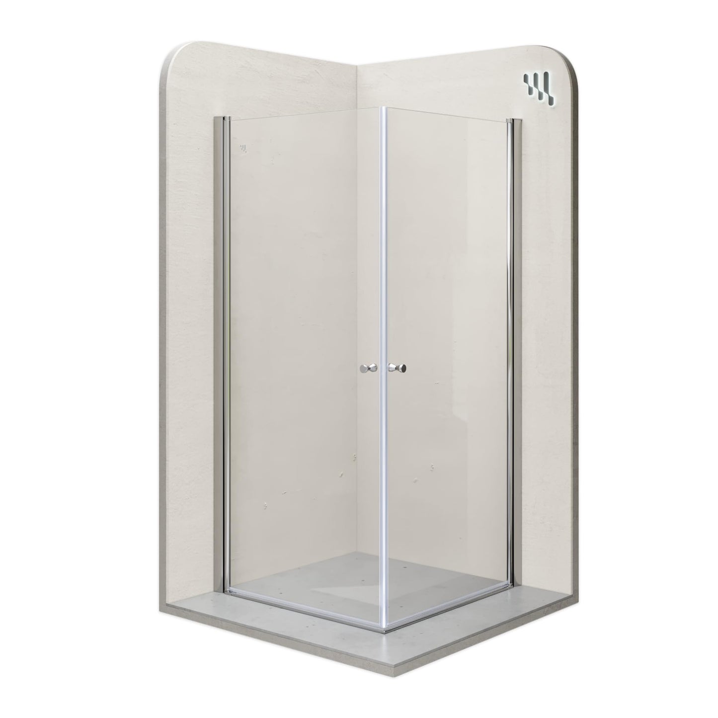 Gaia DK861 Shower Cubicle with Swing Doors, 80 x 80 cm, Height: 180 cm, Corner Shower Cubicle with Lift-Lowering Mechanism Made of 6 mm Nano ESG Safety Glass