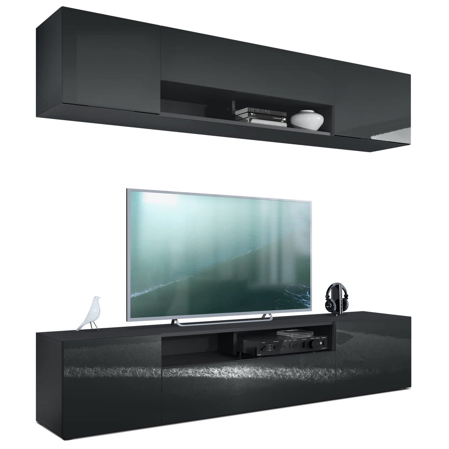 Vladon Mogan Wall Unit Black