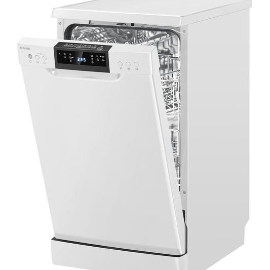Bomann GSP 7418 Dishwasher, 10 Place Settings, Dishwasher Stand or Substructure, 7 Programmes & 2 Spray Levels, Dishwasher with Start Selection White