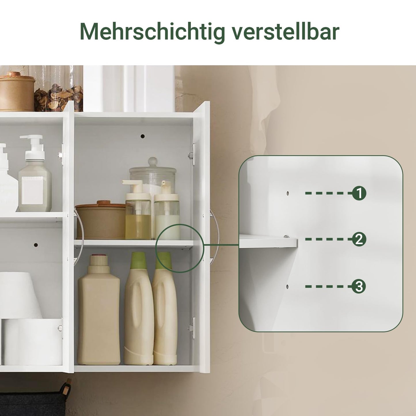 SoBuy® FRG231-W Wall Cupboard with Two Doors Bathroom Cupboard Kitchen Cabinet Medicine Cabinet White WHT Approx. 60 x 60 x 30 cm.