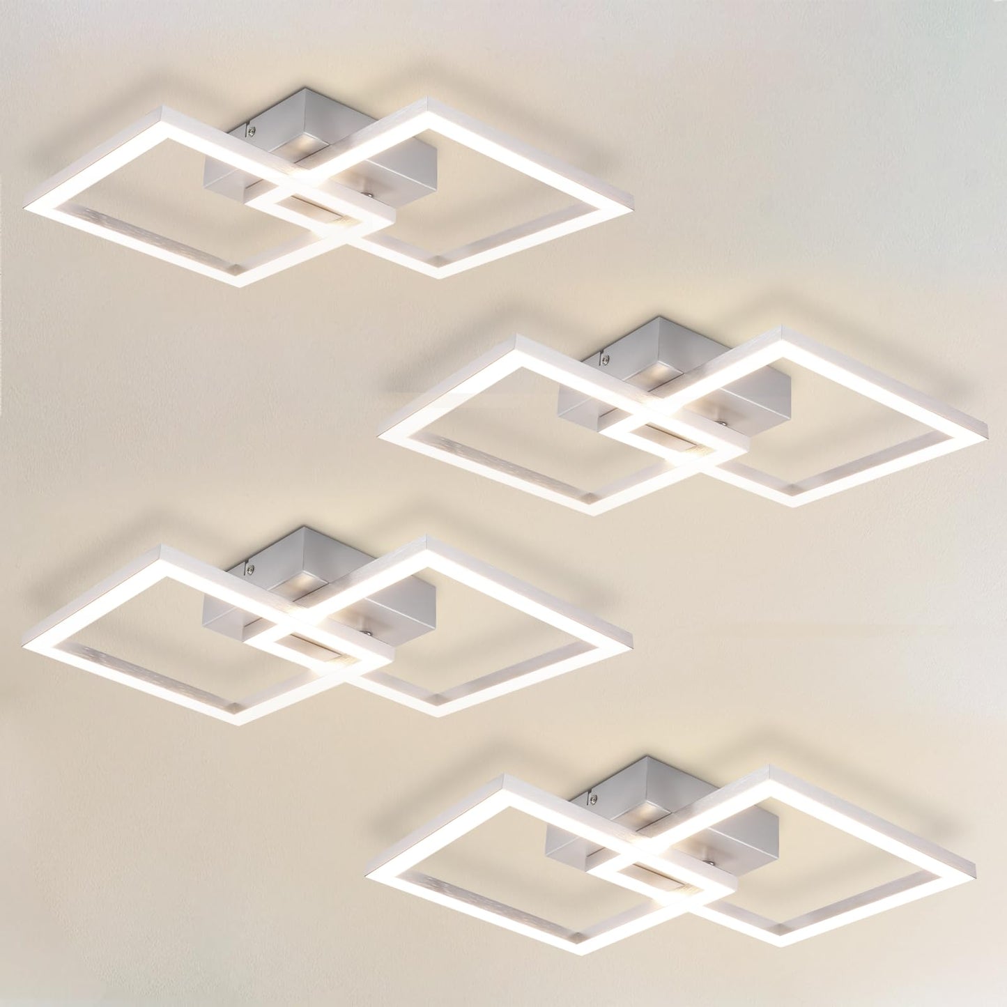 Homefire LED Ceiling Light, Kitchen, 24 W, Kitchen Lamp, Black, Living Room Lamp, Modern Design, Hallway Lamp, Warm White, Hallway, Bedroom Lamp, Square, for Living Room, Bedroom