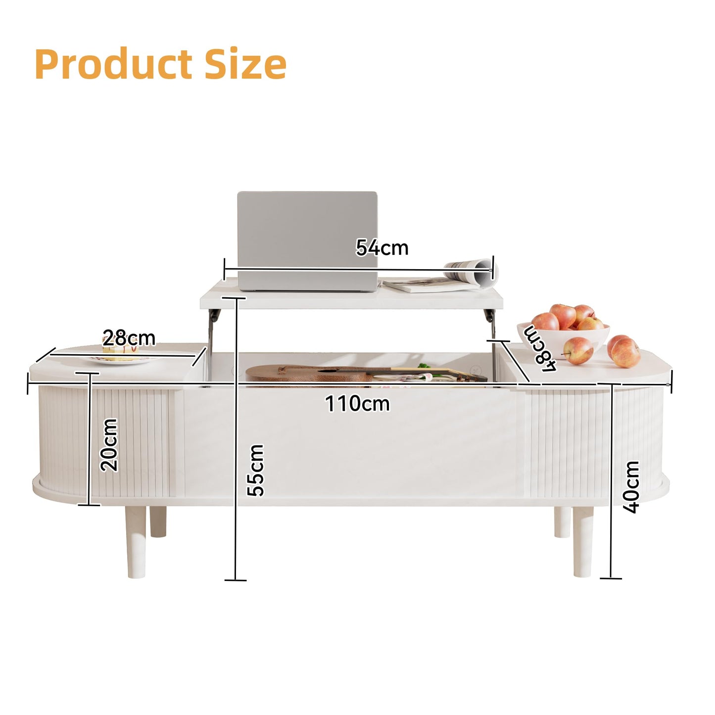 Coffee Table with Lifting Top - Modern Wooden Table with Unique Texture & Hidden Storage Space, Coffee Table for Living Room, Bedroom, Small Spaces, Home Office