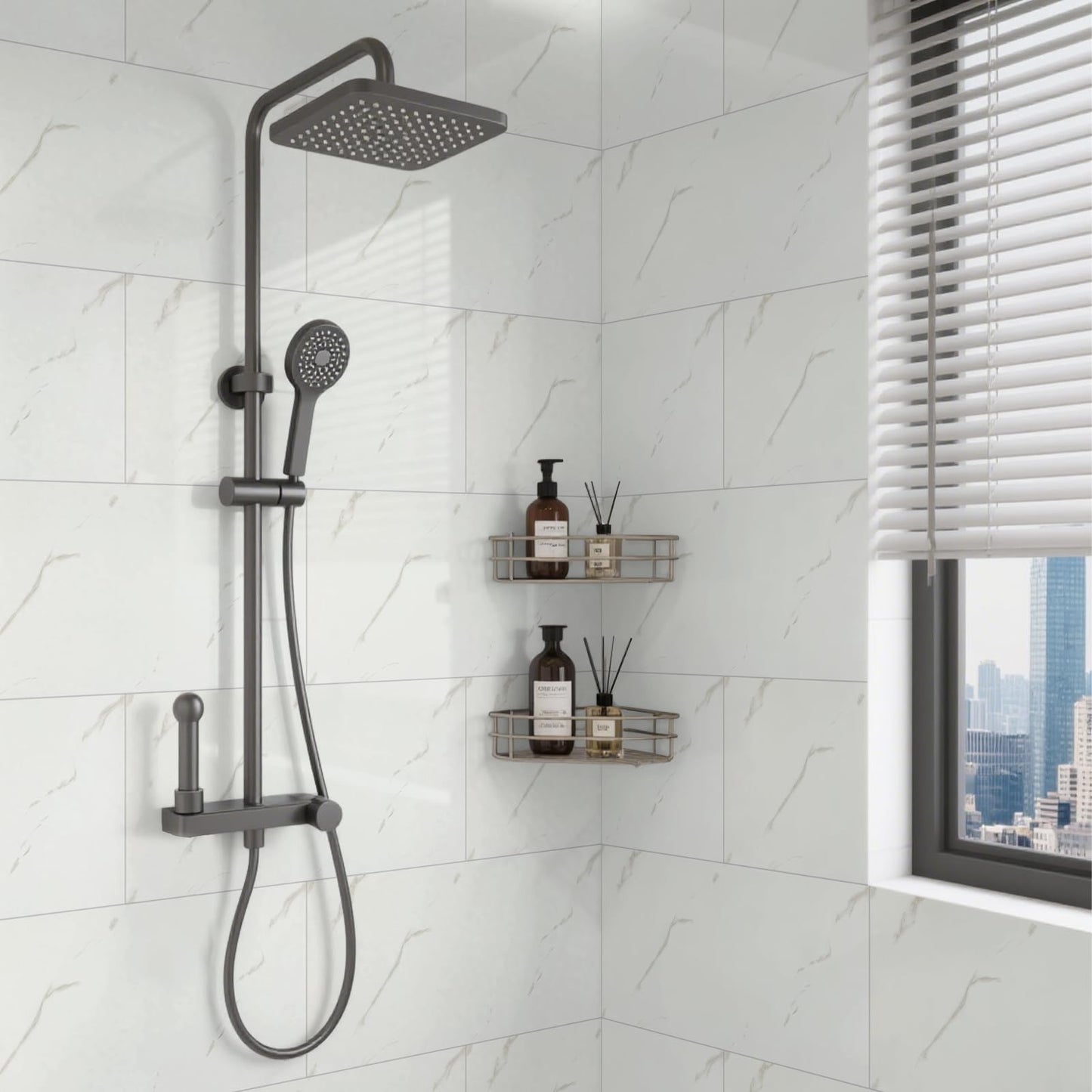 Hode Pack of 10 Adhesive Tiles, Kitchen Marble, 60 x 30 cm, Self-Adhesive Tiles, White, Waterproof, Wall Panels, Self-Adhesive for Kitchen Splashback, Bathroom, Living Room, Wall Tiles