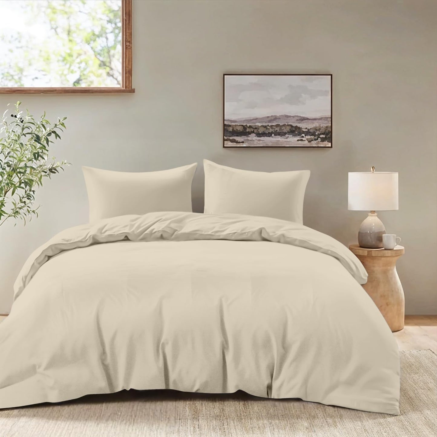 Dreamzie - Bed Linen 155 x 220 cm Set Green - Duvet Cover with 2 Pillowcases 80 x 80 cm - Soft and Easy Care Microfibre - Oeko-Tex