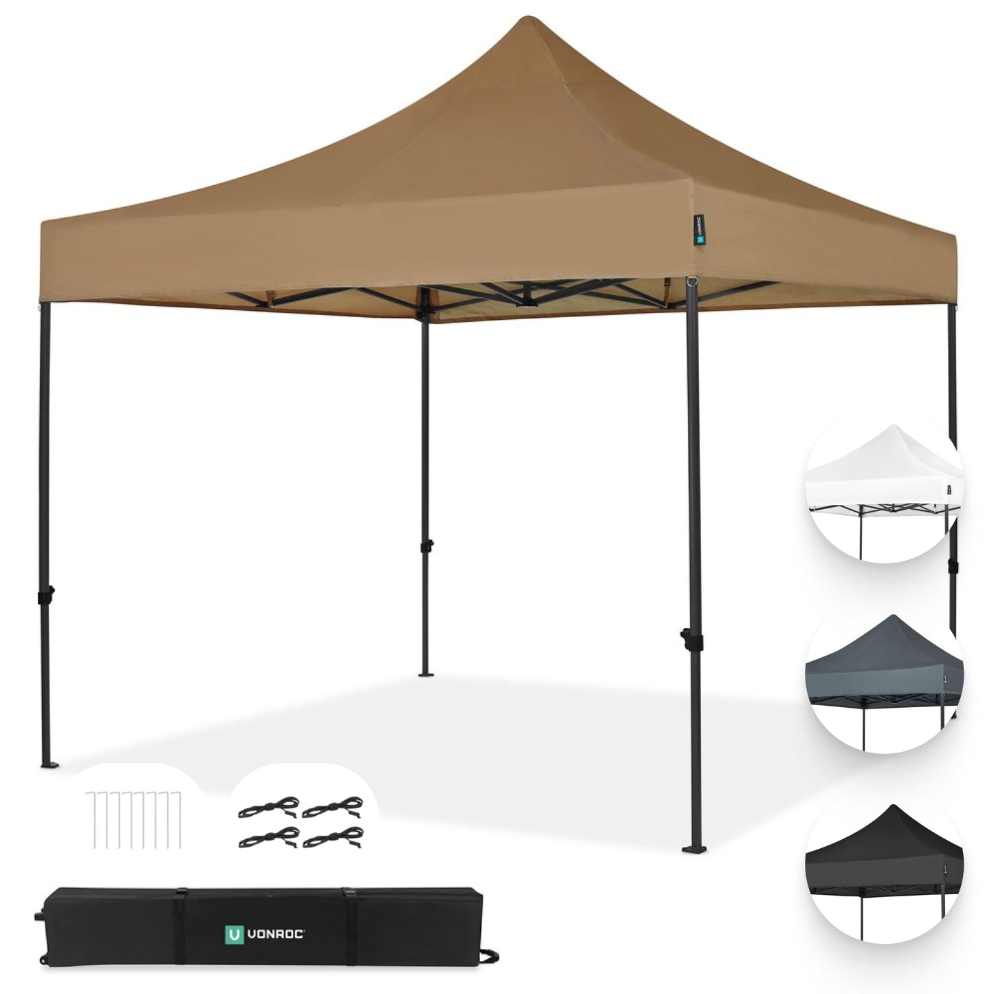 VONROC Gazebo 3 x 3 m Waterproof Stable – Party Tent EasyUp System [3Min Assembly] Pop-up Folding Gazebo Modular Expandable as Festival Tent, Garden Gazebo