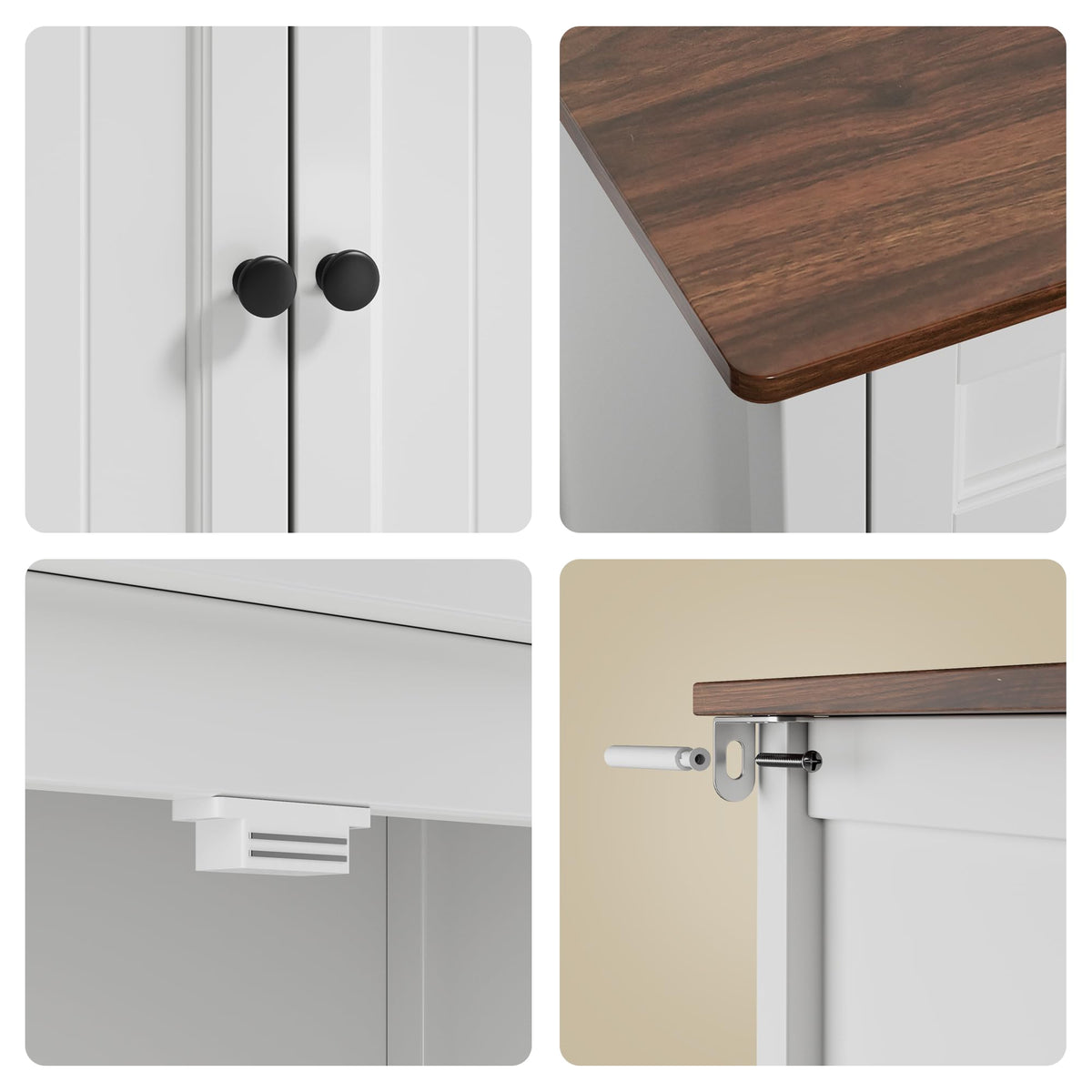 Bealife Kitchen Cabinet, Chest of Drawers with 2 Drawers and 2 Doors, Sideboard Kitchen Buffet with Worktops for Kitchen, Living Room, Hallway and Dining Room (Brown)
