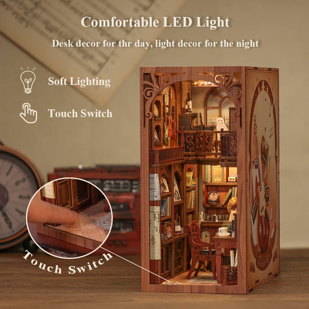 CUTEBEE Book Nook Kit – DIY Puppenhaus Häuser, Miniatur Haus Selber Bauen für Erwachsene, 3D-Holzpuzzle & Buchstütze | Kreatives Set für Bücherregal Dekor | Geschenk,199 PCS (Champs-Élysées Florist)