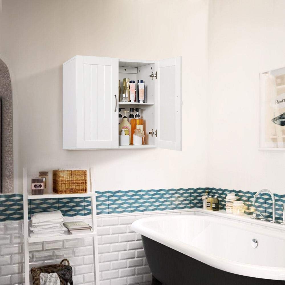 Yaheetech Bathroom Cabinet Wall Cabinet with 3 Doors Bathroom Cabinet Wall Shelf Kitchen Cabinet with Height-Adjustable Shelf for Bathroom Kitchen Laundry Room 75 x 31 x 60 cm