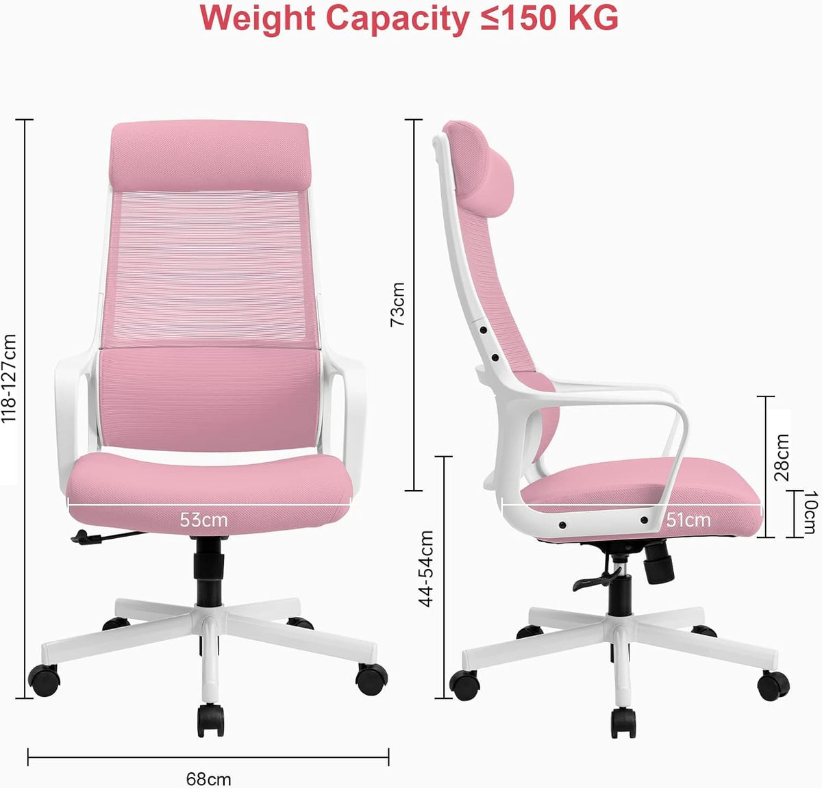 Ergonomic Office Chair with Height Adjustable Headrest, High Back, Lumbar Support, Silent Casters, Heavy Duty Chair for Conference Workspace Area, EN1335 Standard (Grey)