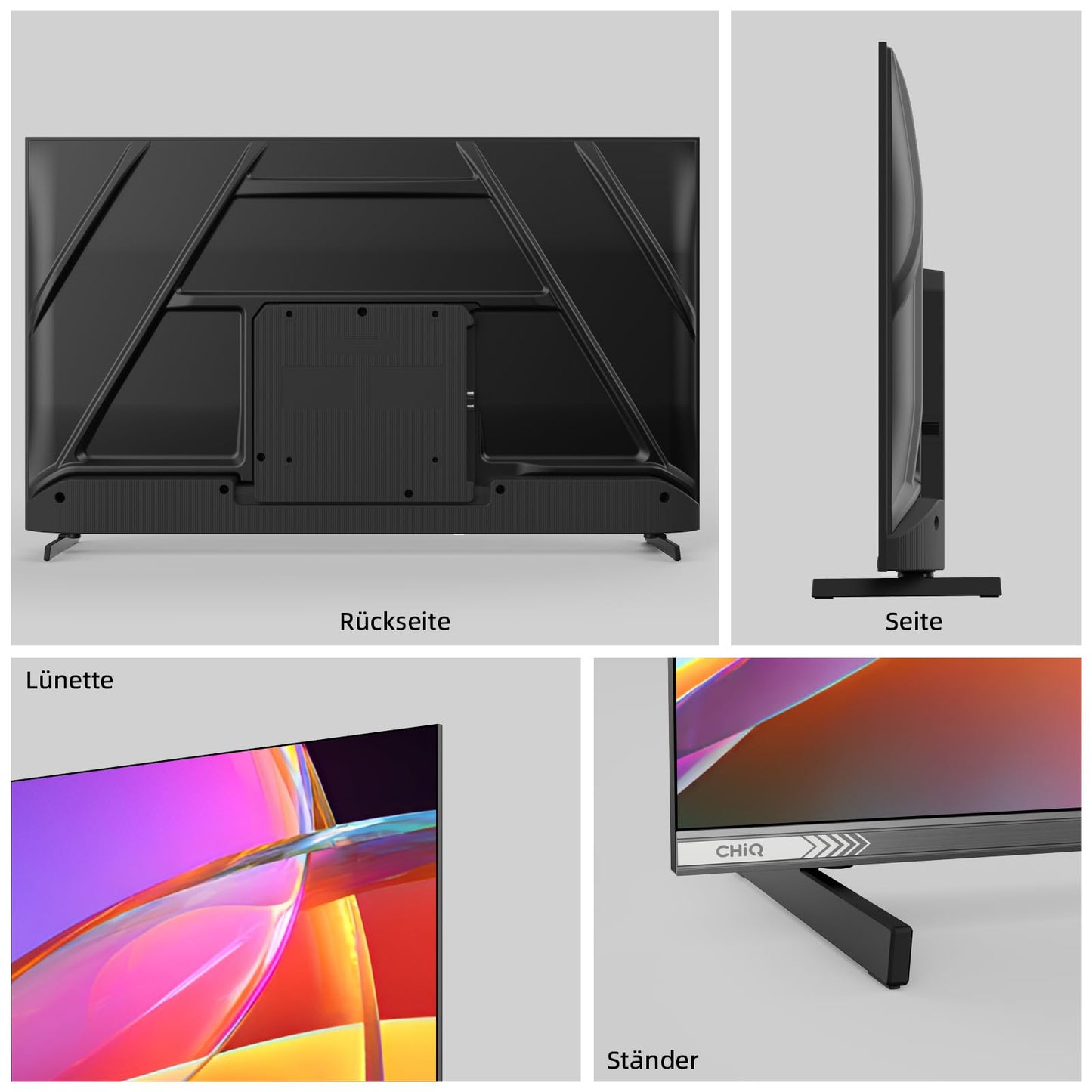 CHIQ L40FT 40 Zoll, Full HD, (100 cm) Smart Fernseher, HDR10, Dolby Audio & DBX-tv, Triple Tuner DVB-C/T2/S2, Integrierter Chromecast, Metall Randlos Design