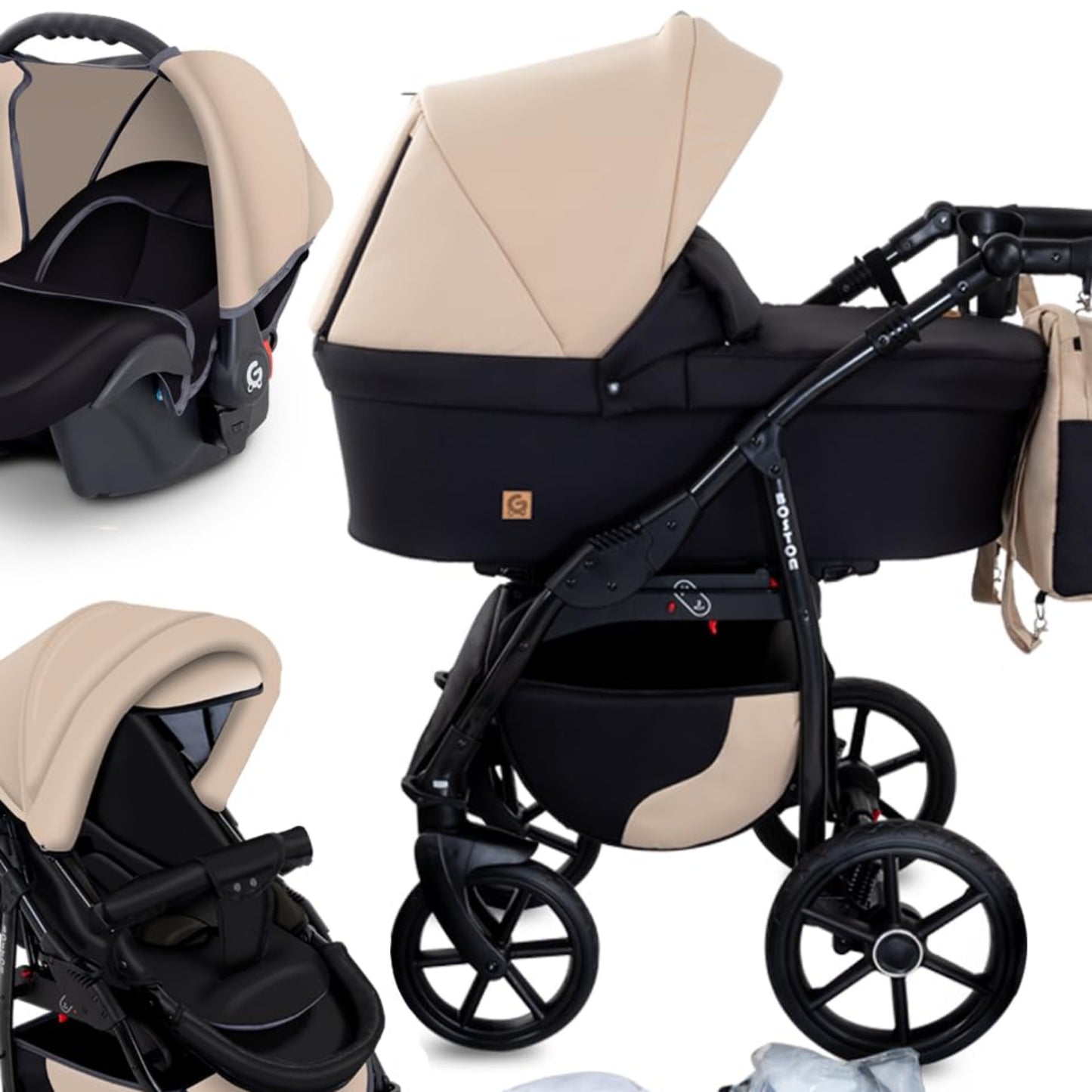 Boston 3-in-1 Combi-Pram Pram Baby Car Seat Buggy Carlo Complete Set