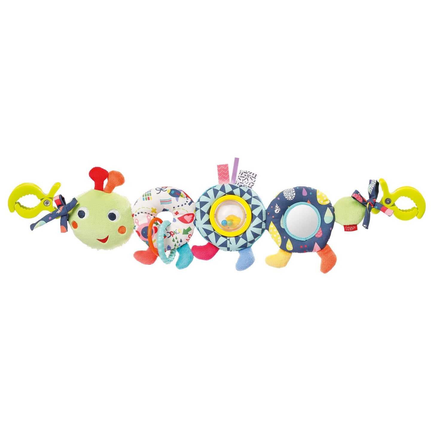Fehn Pram Chain Baby Mobile Caterpillar Colour Friends – Baby Mobile Chain with Cute Caterpillar Figure – Baby Toy for Flexible Hanging – Pram Toy for Babies and Toddlers from 0+ Months