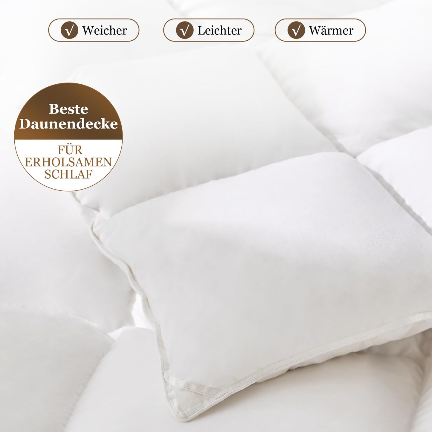 Homyrium Quilted Winter Down Duvet, 135 x 200 cm, Warm Feather Duvet, Filling Weight: 1600 g, Oeko-Tex and RDS-Certified