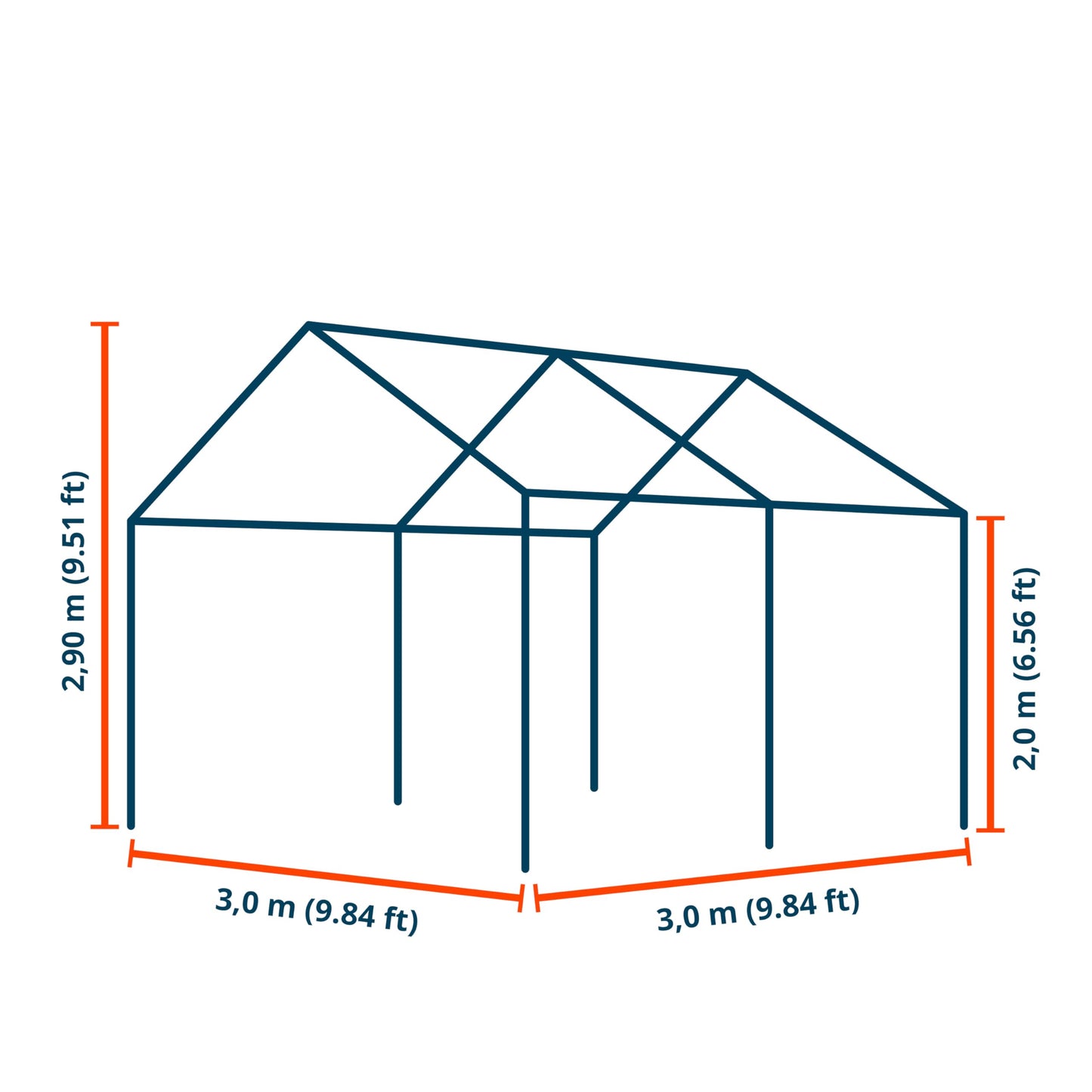 TOOLPORT PE Premium Variant Tent, 3x6 m