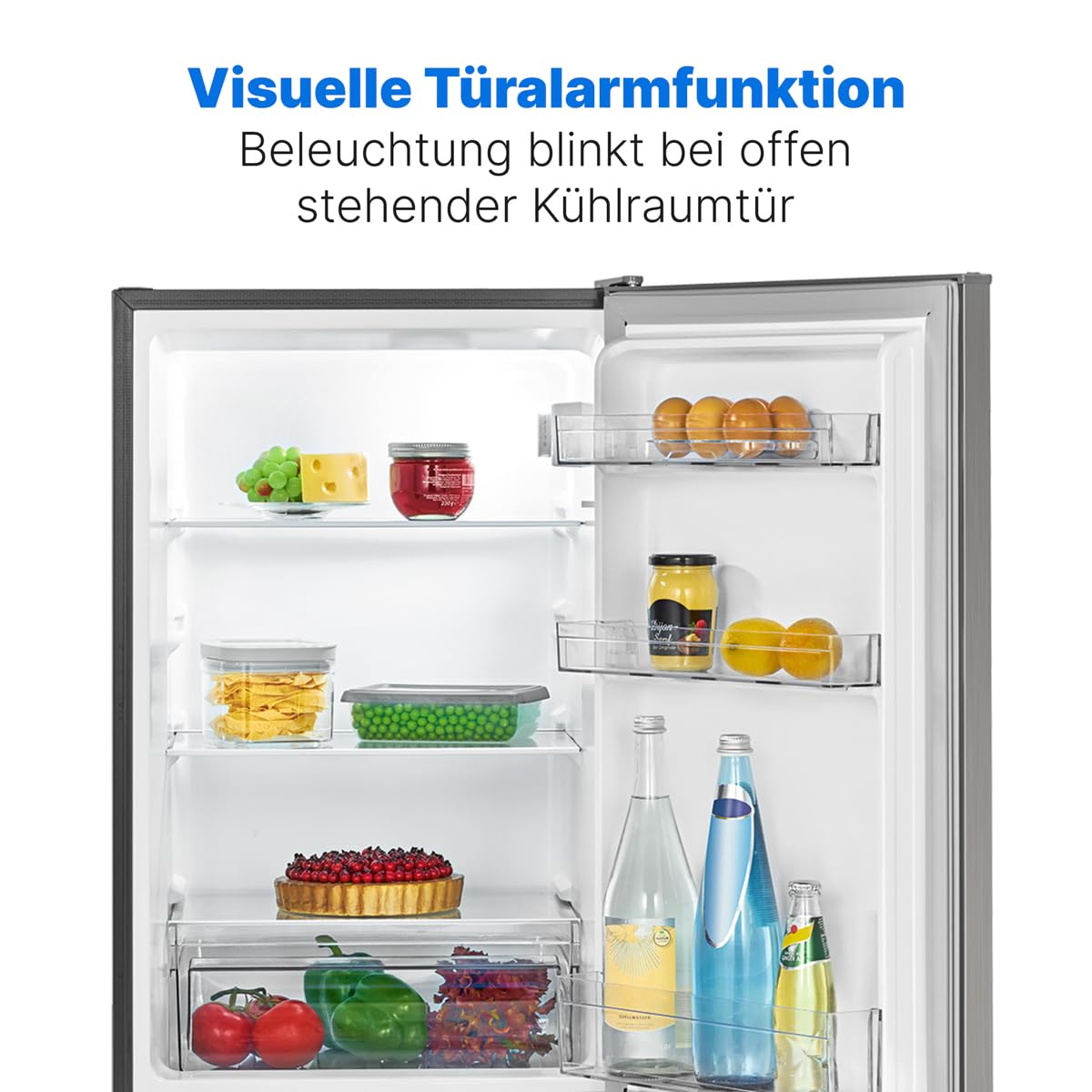 Bomann® Fridge with Freezer 143 cm High, Cool Freezer Combination 173 L with 3 Shelves and 3 Drawers, Door Hinge Changeable, Quiet Fridge Freezer Combination 40 dB, Refrigerator, KG 7331 inox