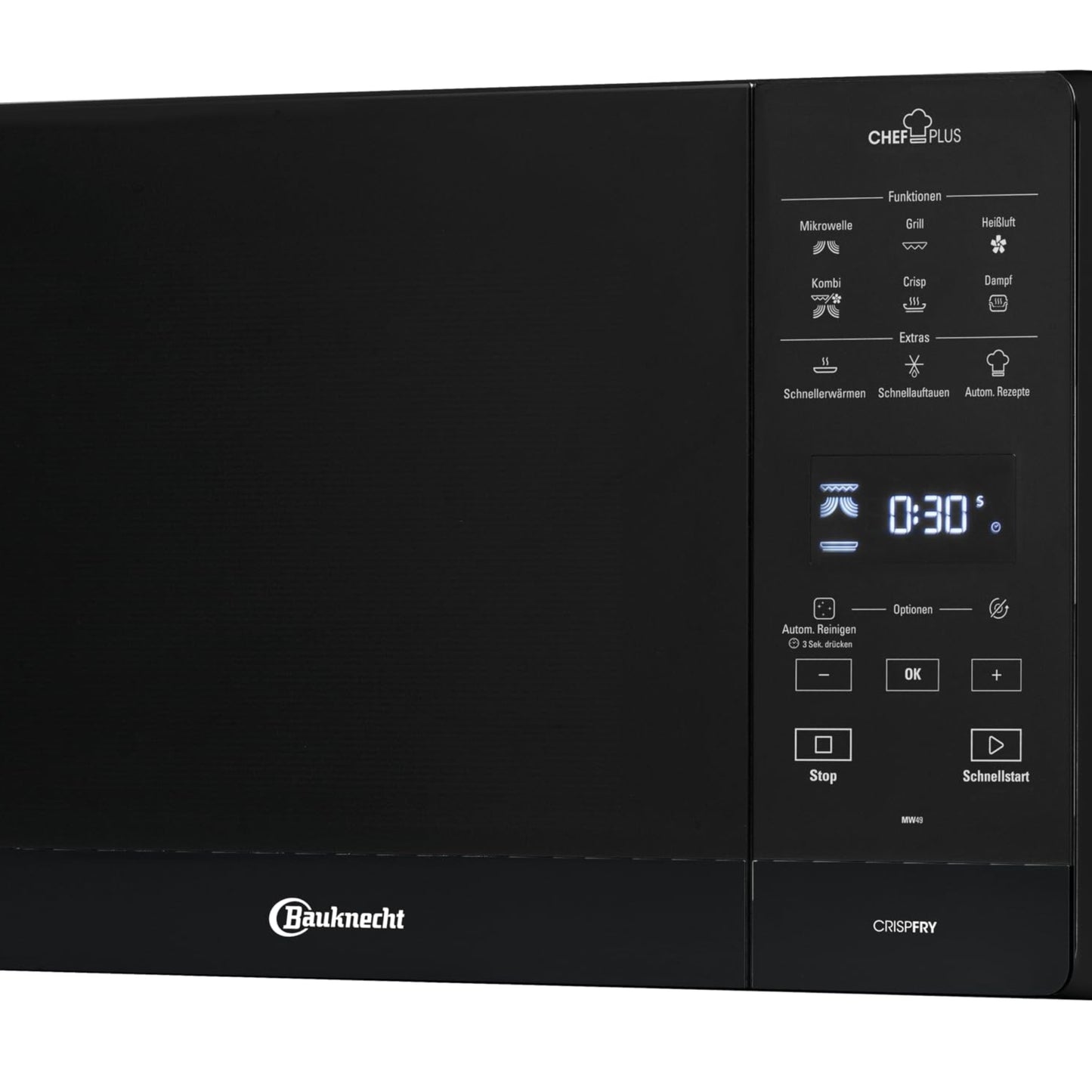 Bauknecht MWA 49 SL Microwave Oven (Freestanding) / Steam Cooking Function / 3D System - Even Results / AutoClean / 6 Power Levels / 25 L Cooking Chamber / Glass Turntable 28 cm Diameter / DualCrisp &