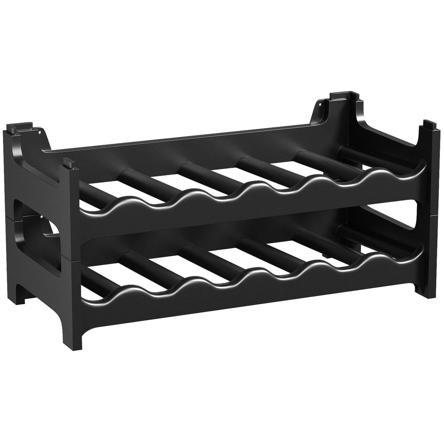 Artecsis Stackable Plastic Wine Rack for 48 Bottles, Sturdy Catering Quality Bottle Rack, Modular Expandable, Black