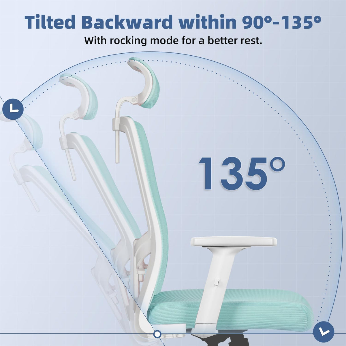 Ergonomic Office Chair with Adjustable Lumbar Support, Armrests and Headrest, Swivel Office Chair 150 kg, Desk Chair, Executive Chair, Rocker Function up to 135°