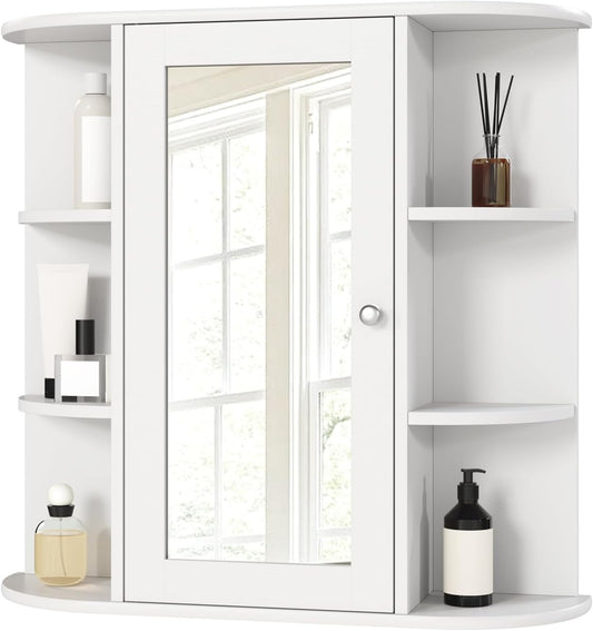 Bathroom Mirror Wall Cabinet with Doors W x H x D Approx. 60 x 58 x 16 cm White