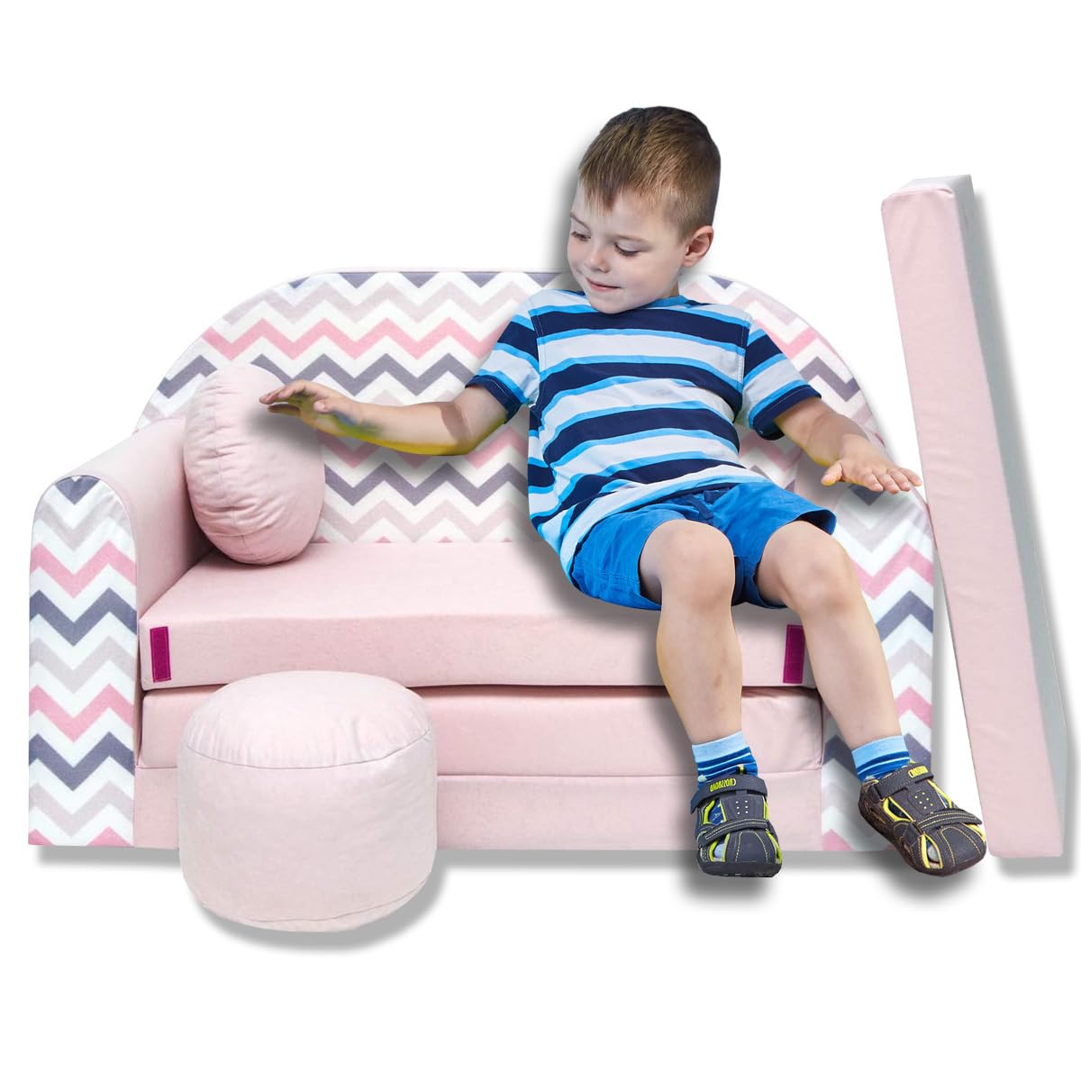 Children's Sofa with Sleep Function Foldable 3-in-1 Children's Sofa Play Sofa with Bed Function Girls Boys Bean Bag Mini Sofa Bed Children's Room Sleeping Chair (A39)